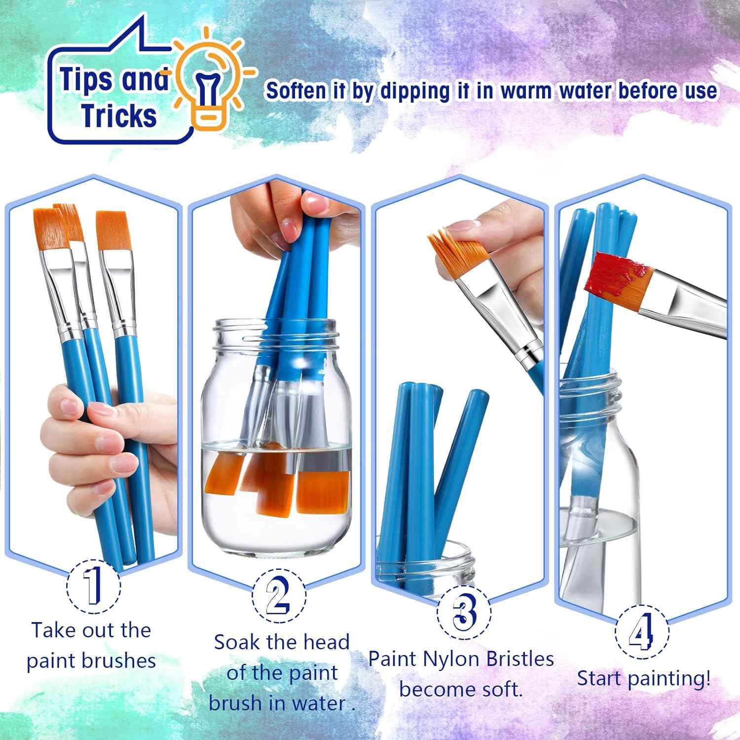 10 Pieces 3/4 Inch Flat Acrylic Paint Brushes for Kid Adult - TTpen