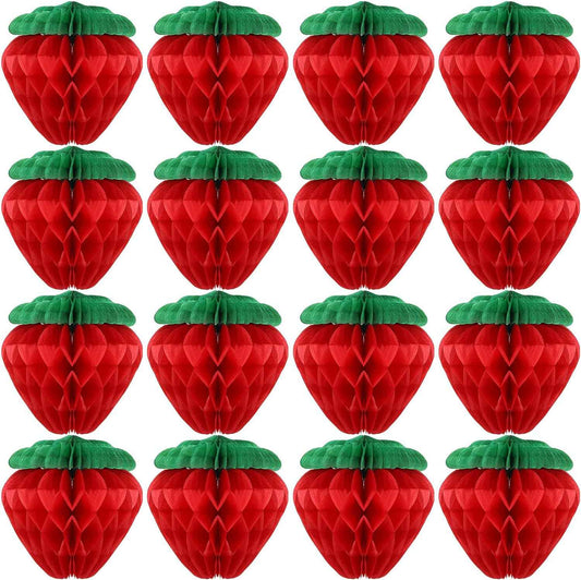 6 Inch Tissue Paper Strawberry Ball Decoration Red - TTpen