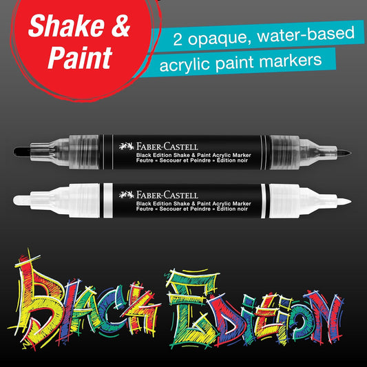 Faber-Castell Shake & Paint Acrylic Paint Markers Black & White