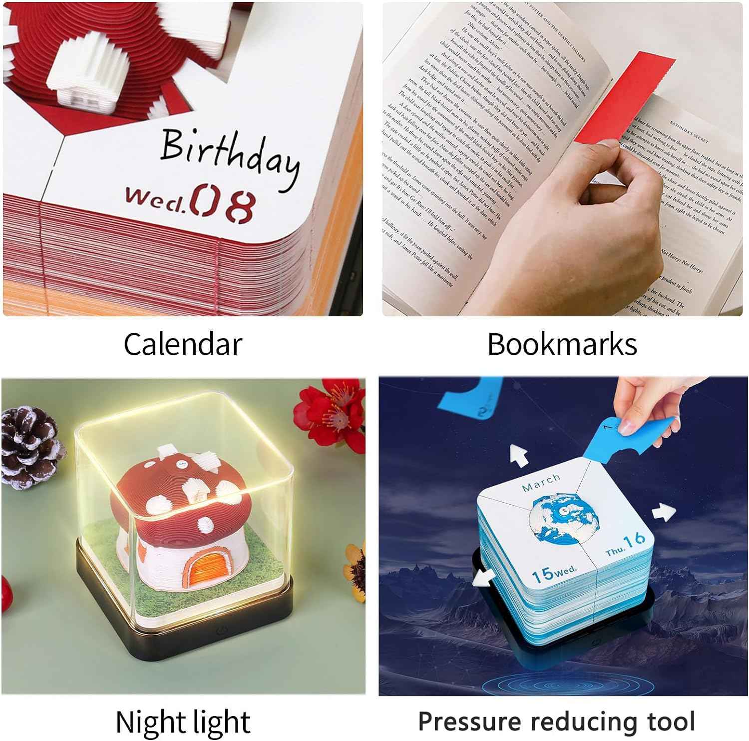2024 Time Piece Mushroom Calendar Memo Pad with LED Lights - TTpen