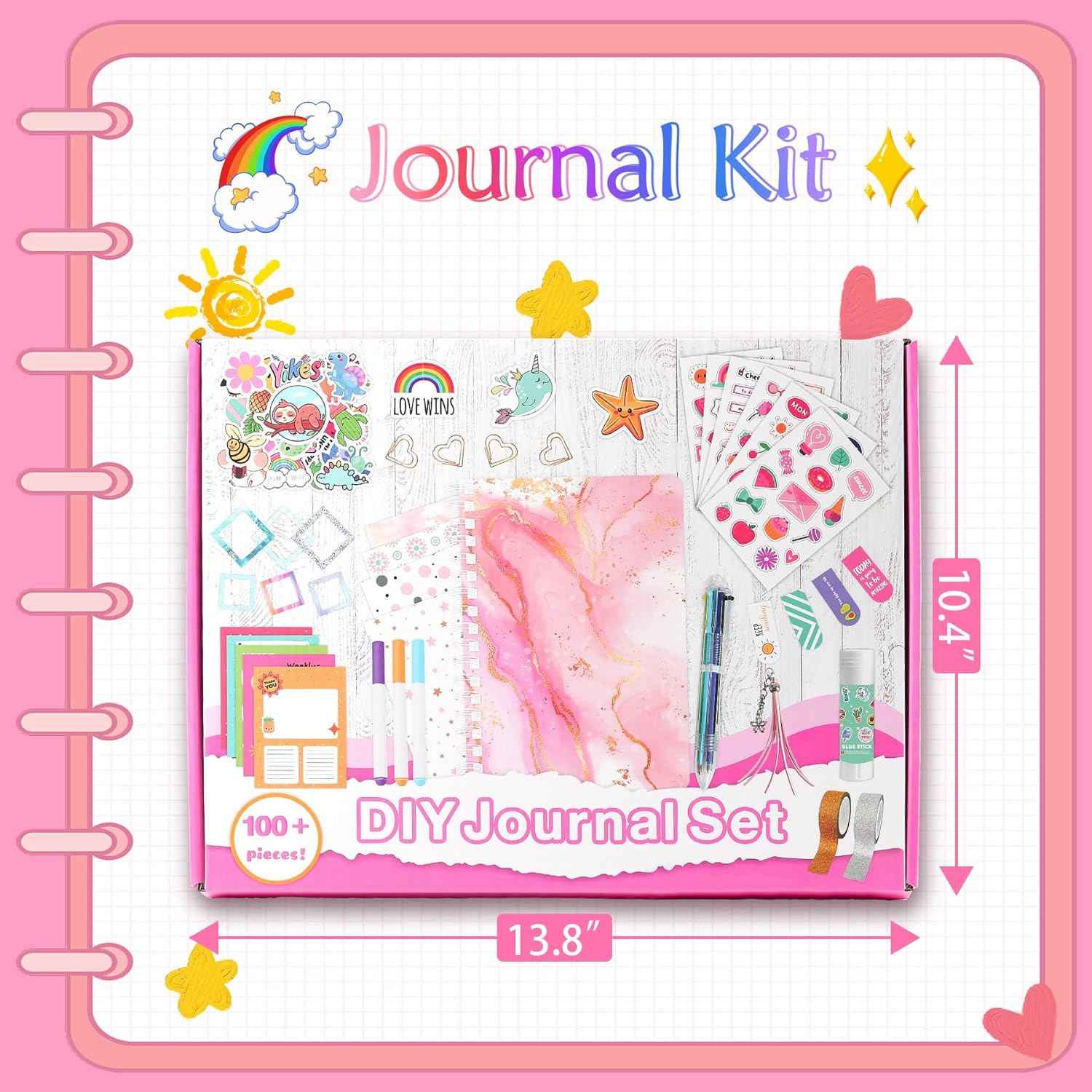 DIY Scrapbook Journal Set for Girls Ages 6-14 Years Old,Pink - TTpen