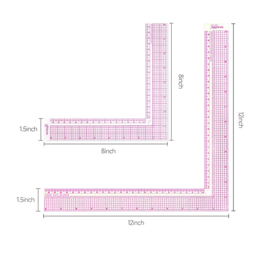 8 and 12 Inch L-Square Ruler for Pattern Making,Fabric Sewing