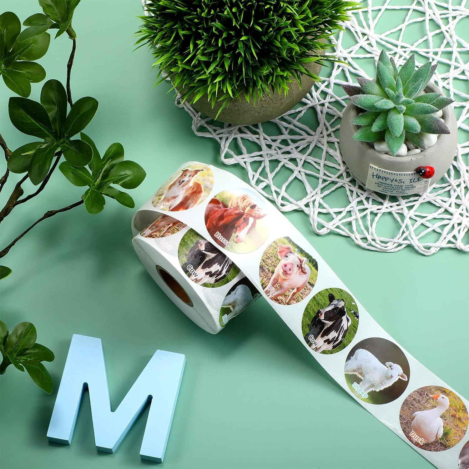 600Pcs Farm Animal Roll Stickers for Kids Classroom Rewards Party Favor,1.5 Inch - TTpen