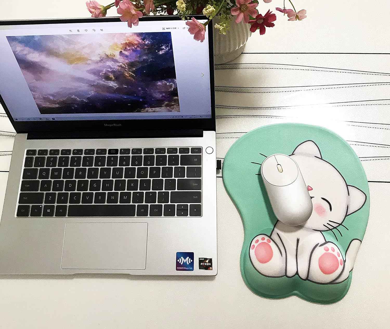Cute Cat Mouse Pad with Grgonomic Wrist Rest Support - TTpen
