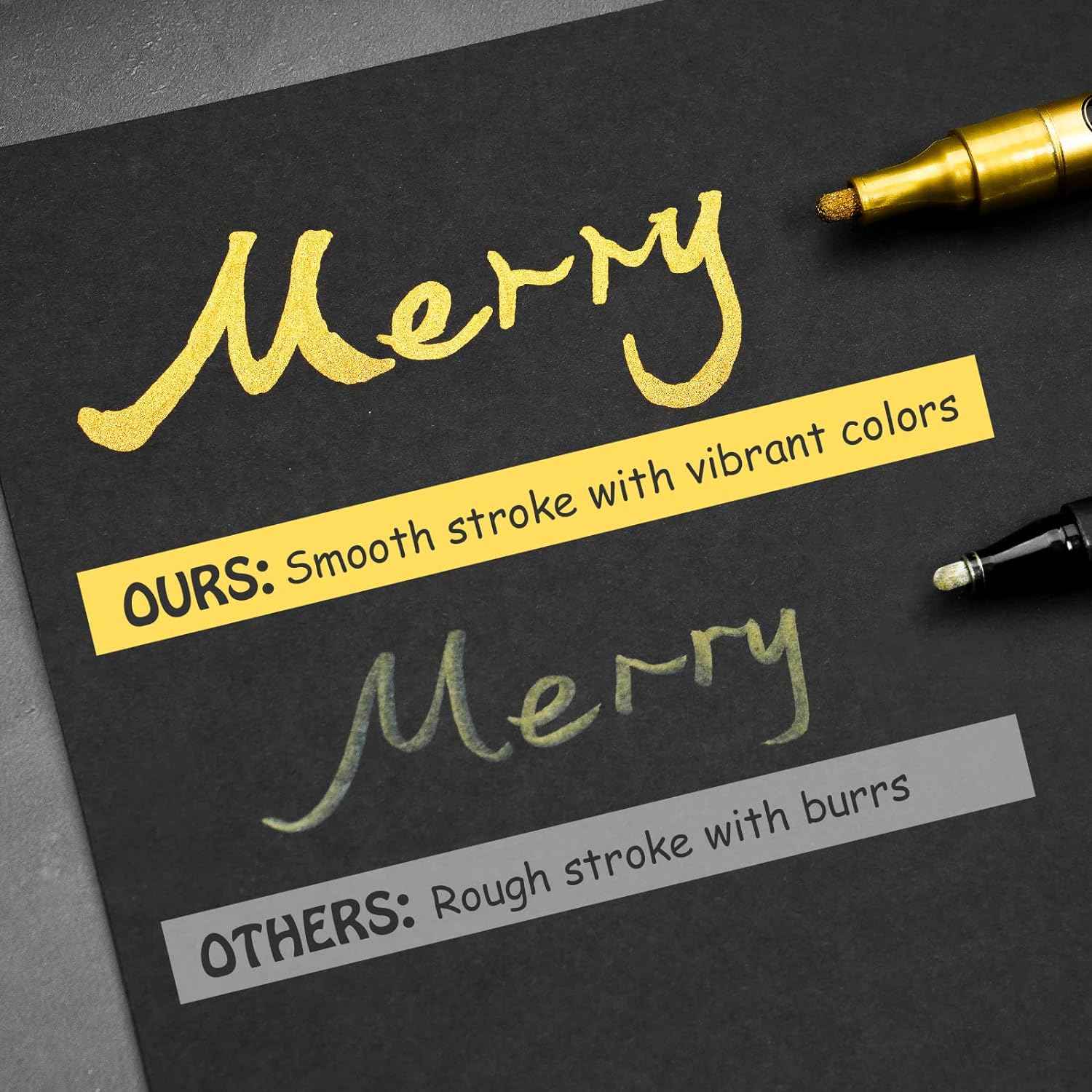 12 Colors Super Golden Metallic Marker Paint Pen Set 2-3mm Fiber Tip - TTpen