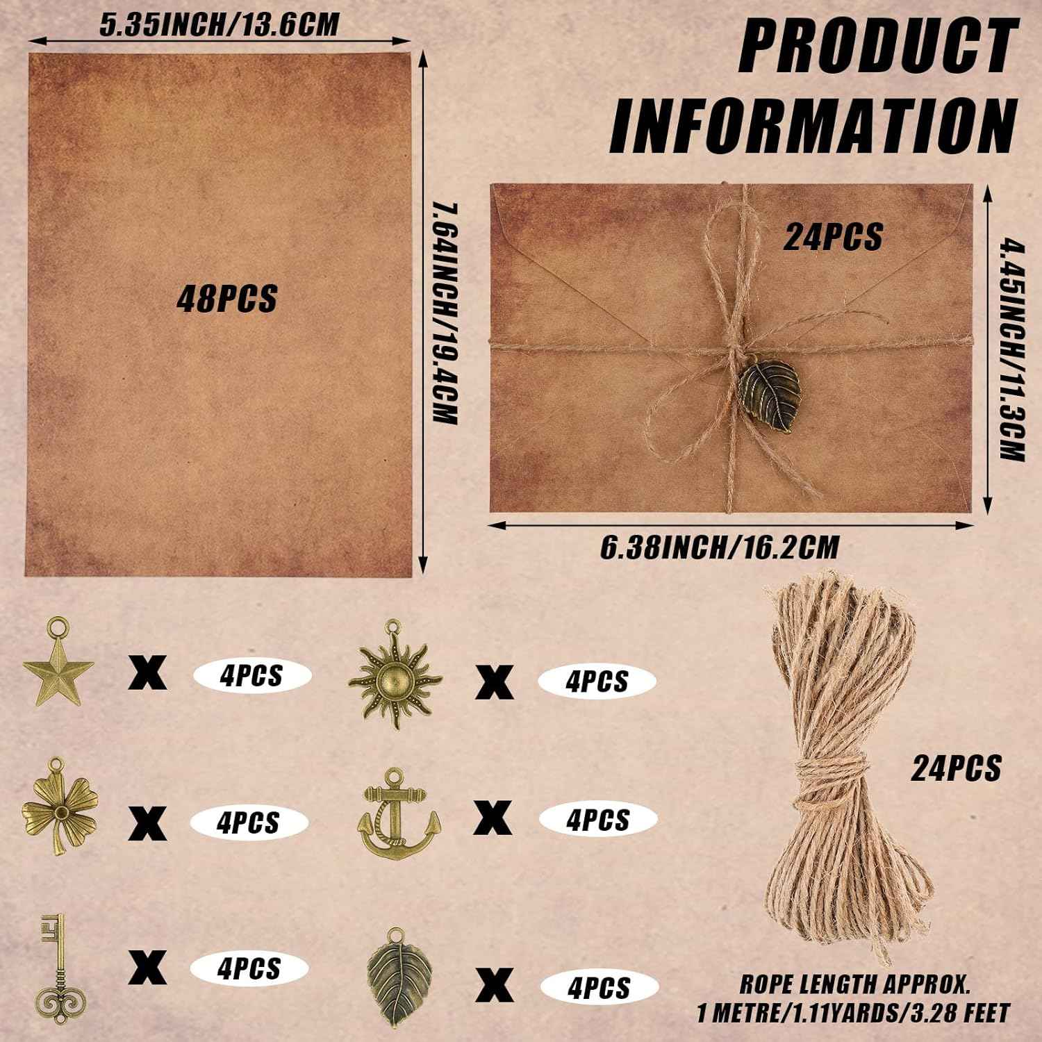 60PCS Vintage Stationary Paper and Envelopes Set - TTpen