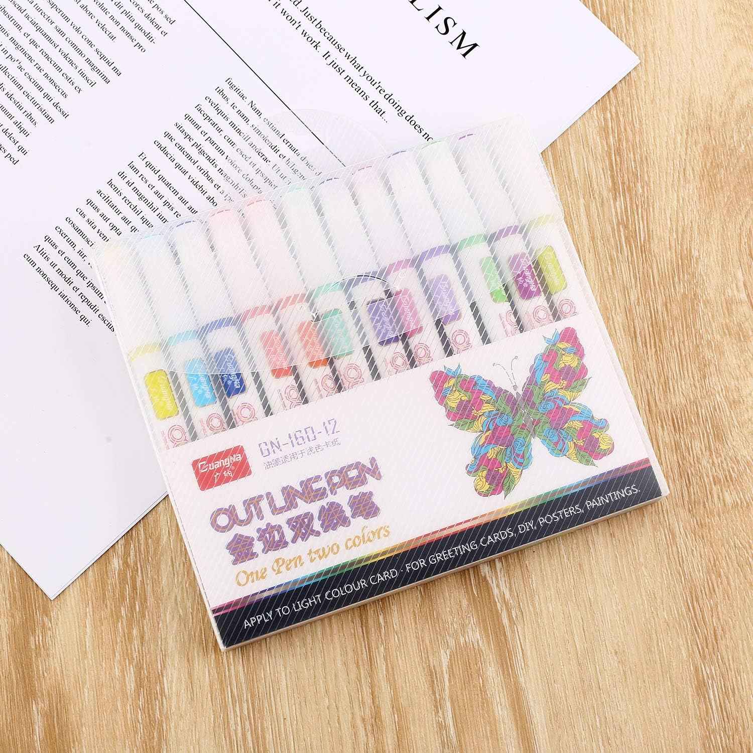 Guangna Outline Drawing Pens,12 Colors Metallic Markers Pens - TTpen