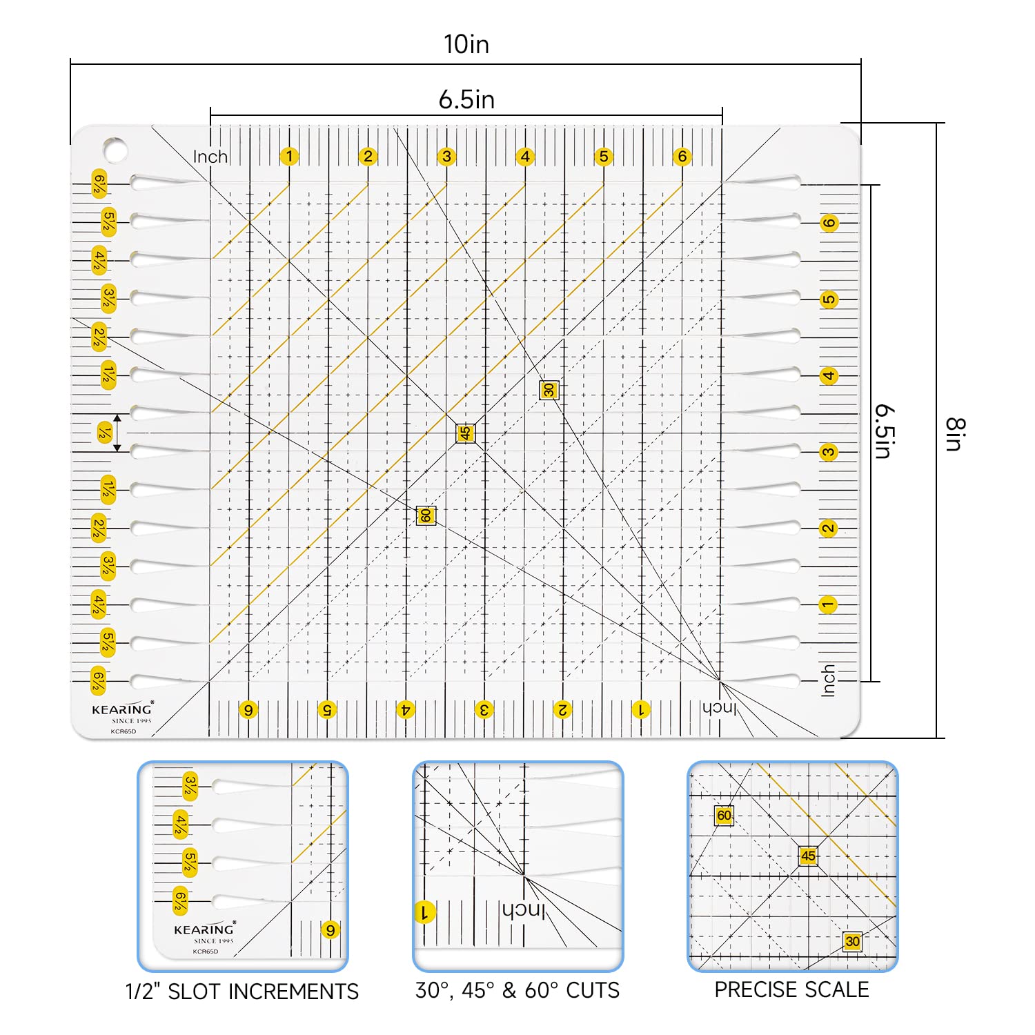 Slotted Quilting Ruler Stripology Acrylic for Fabric Cutting 6.5 Inch