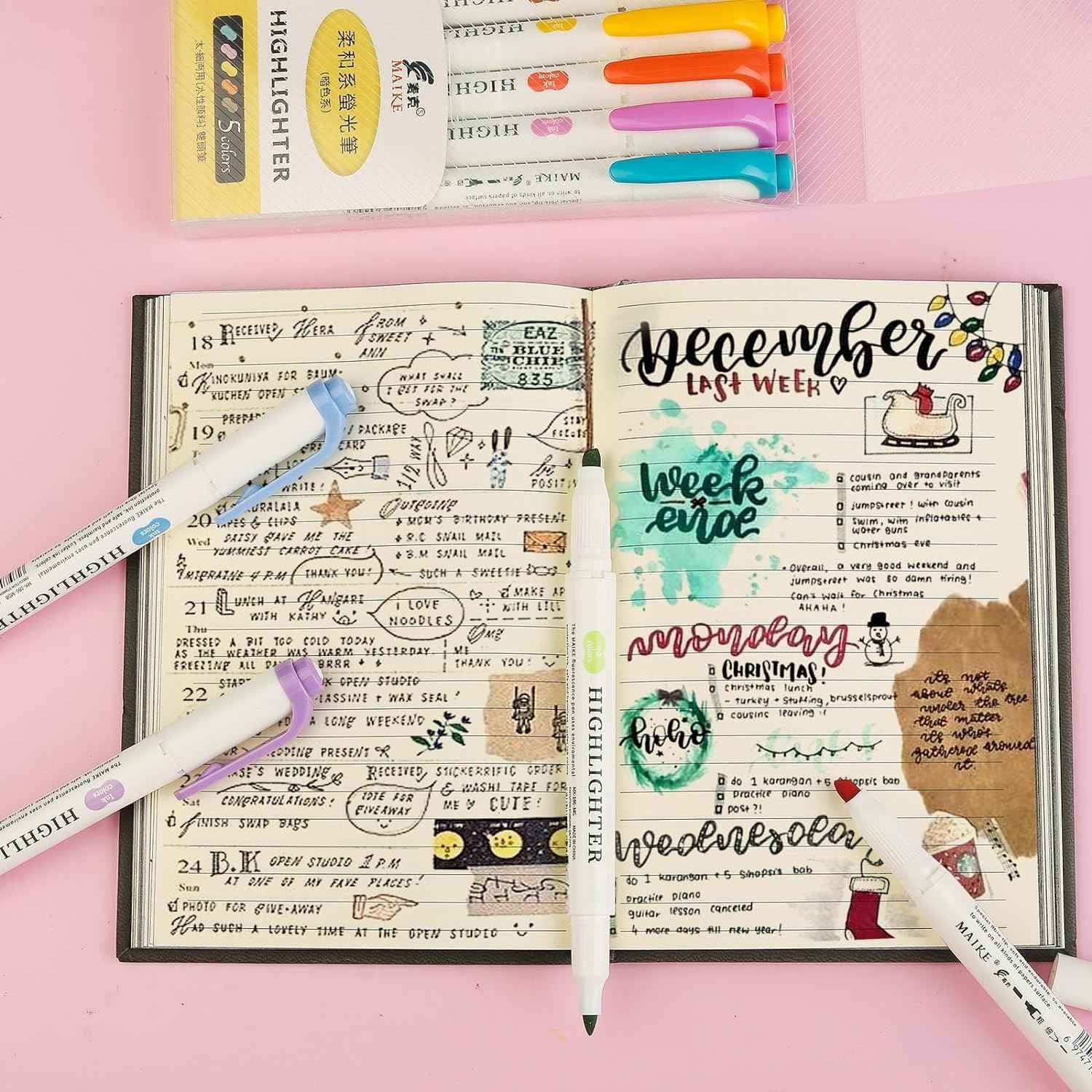 MAIKE Real Mild Pastel Highlighters 5 Friendly Colors Markers - TTpen