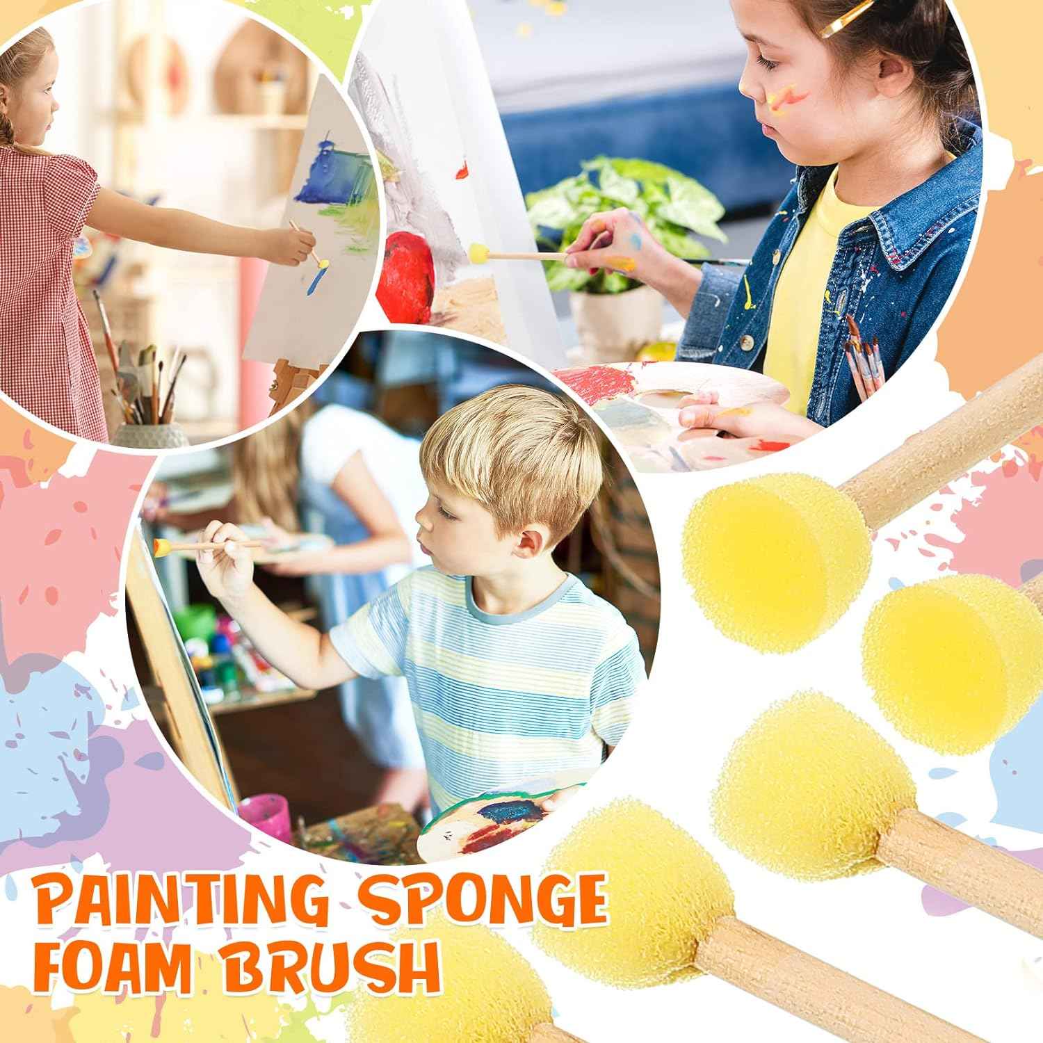 100Pcs Small Round Paint Sponge Foam Brush for Kids DIY Painting Crafts - TTpen
