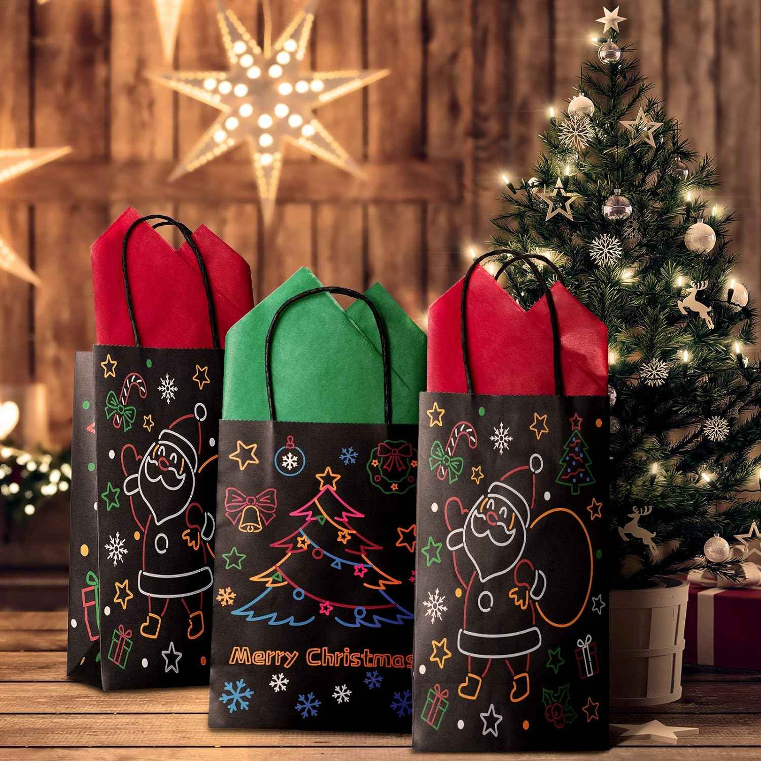 100 Sheets Tissue Wrapping Paper for DIY Crafts 35x50cm Red Green - TTpen