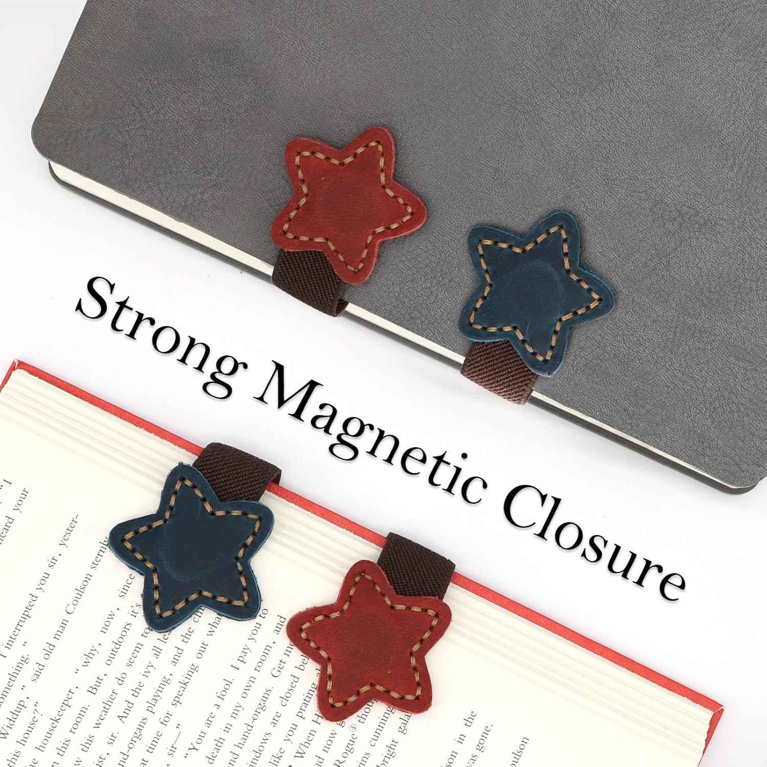 2pcs Star Magnetic Leather Bookmarks Clips