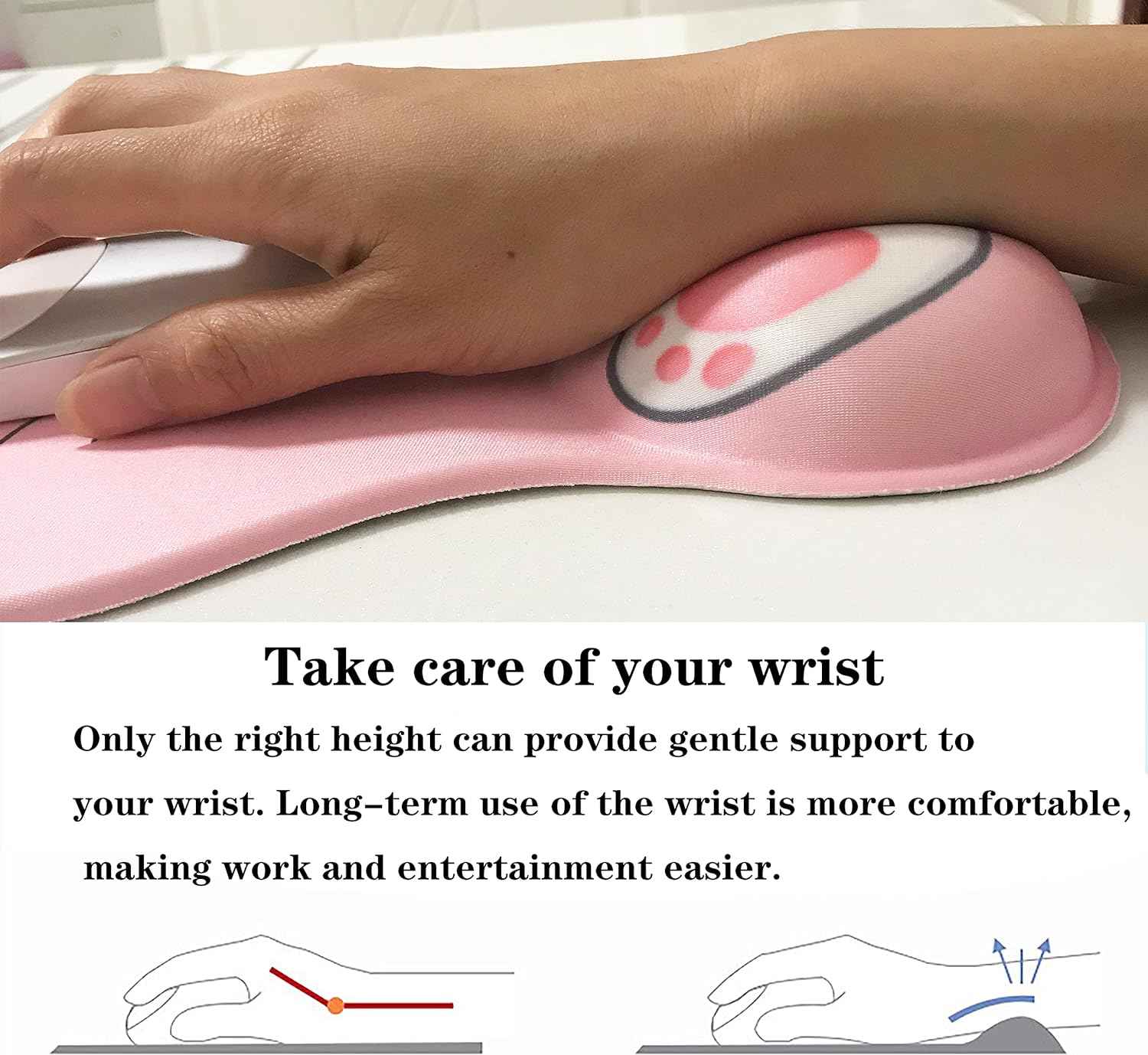 Cute Cat Mouse Pad with Grgonomic Wrist Rest Support - TTpen
