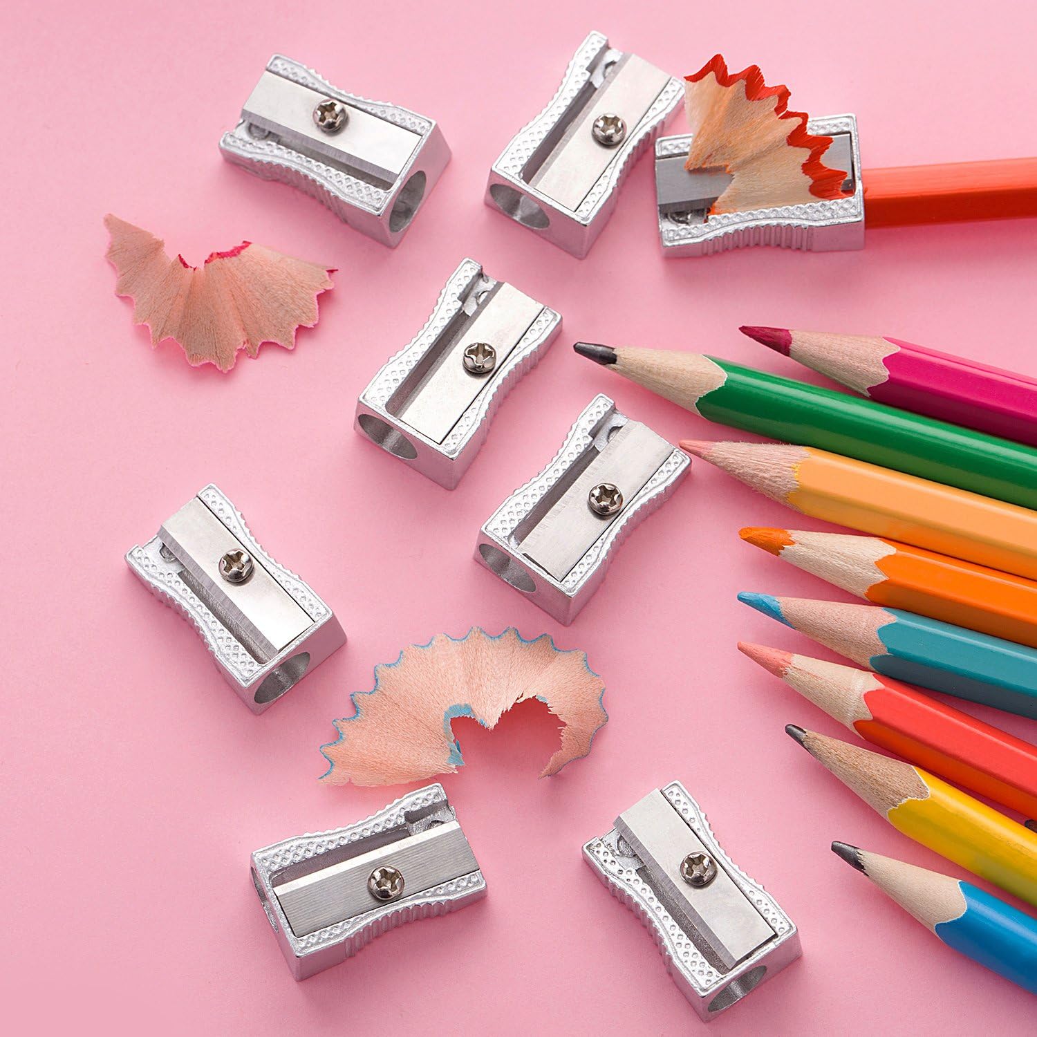 48 Pack Handheld Metal Mini Manual Pencil Sharpeners Silver