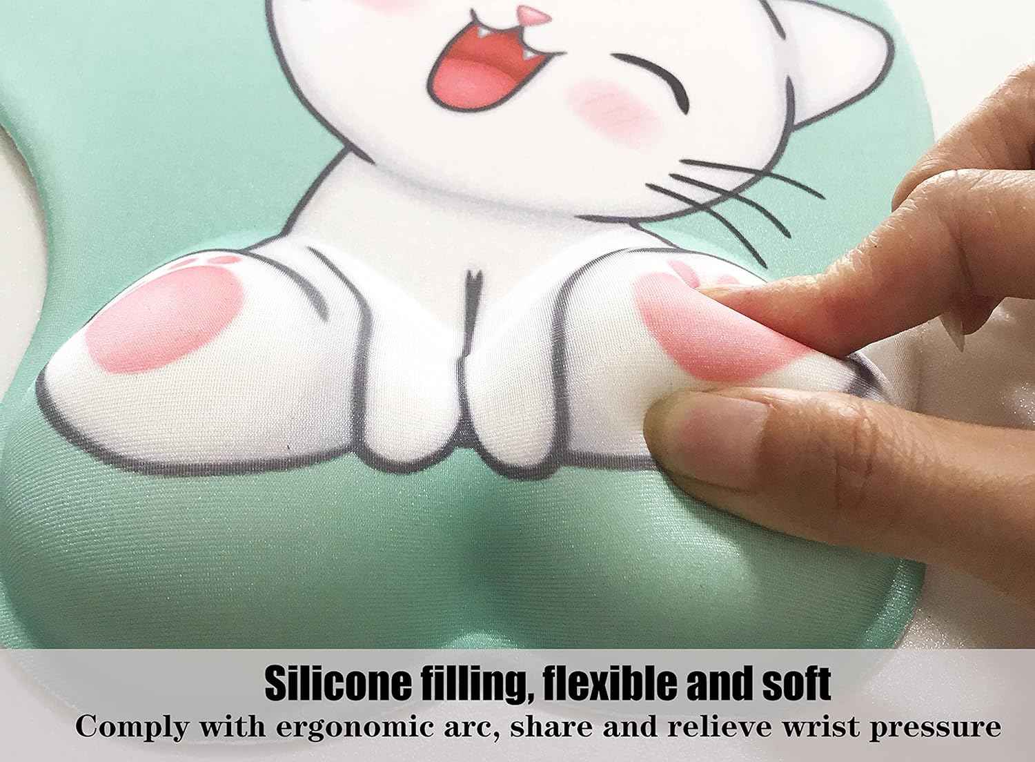Cute Cat Mouse Pad with Grgonomic Wrist Rest Support - TTpen