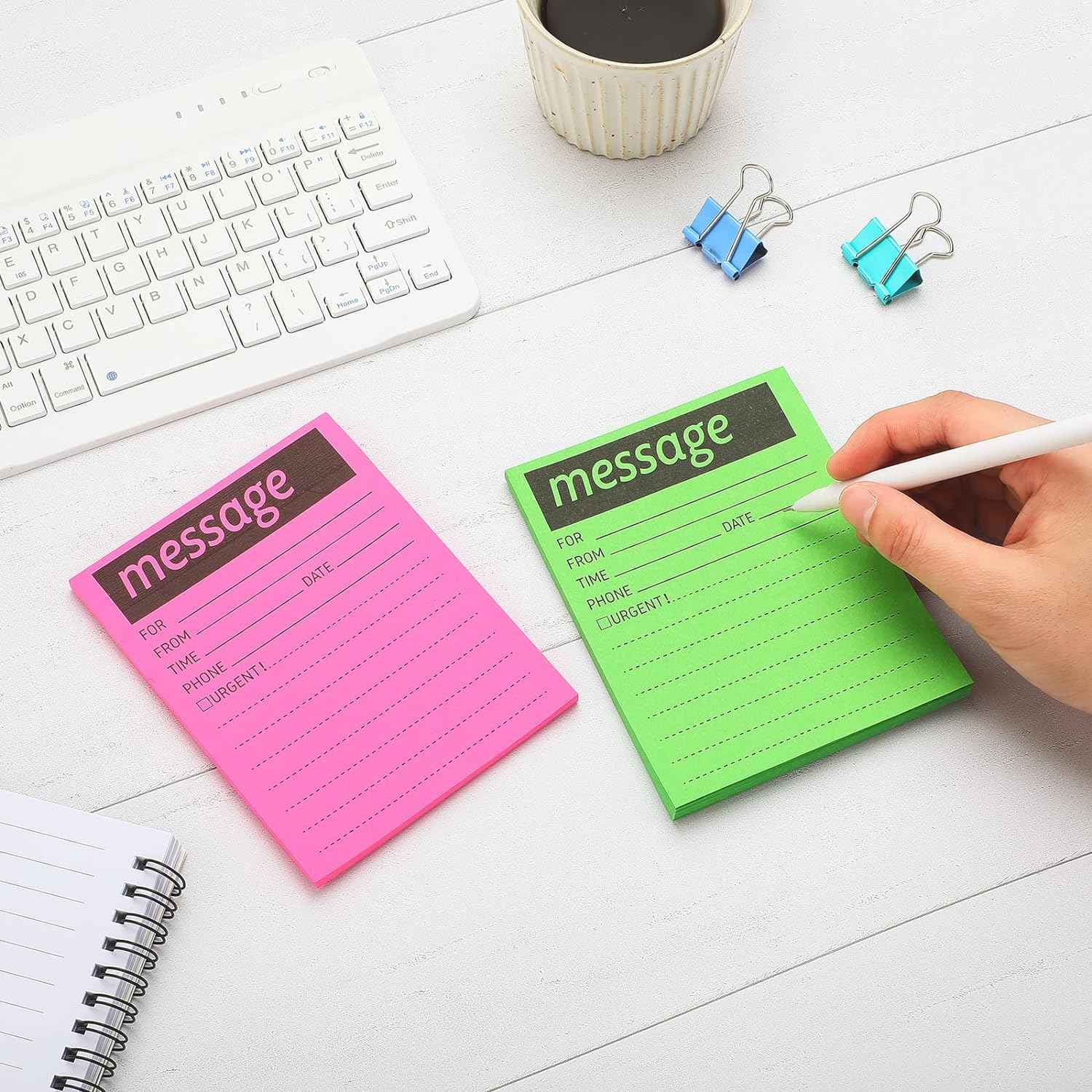 9pcs Telephone Message Sticky Notes Pads 4 x 5 Inch (Fluorescent Colors) - TTpen