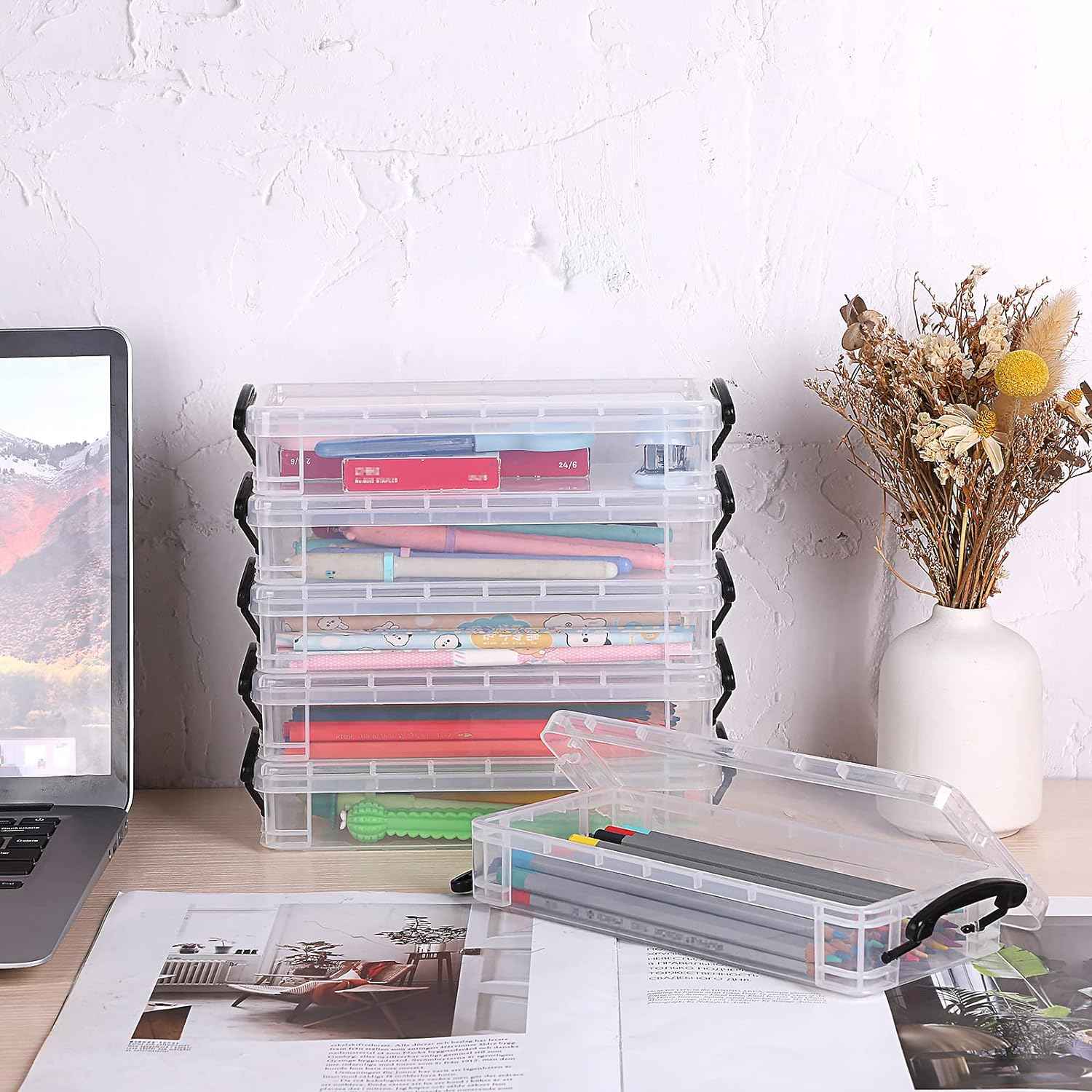 6 Large Capacity Pencil Box,Office Supplies Storage Organizer Box - TTpen