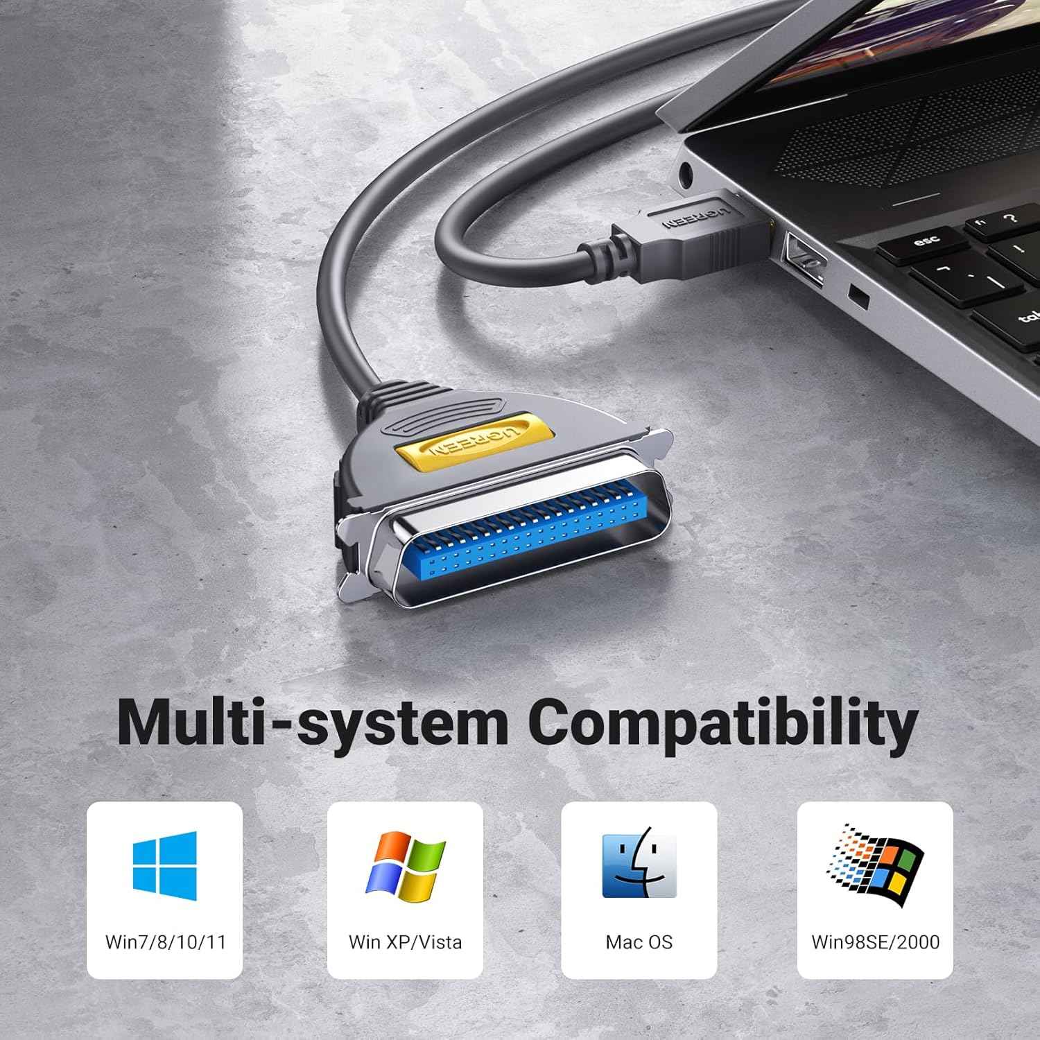 UGREEN 2M USB to Parallel Port Printer Cable for Old Printer