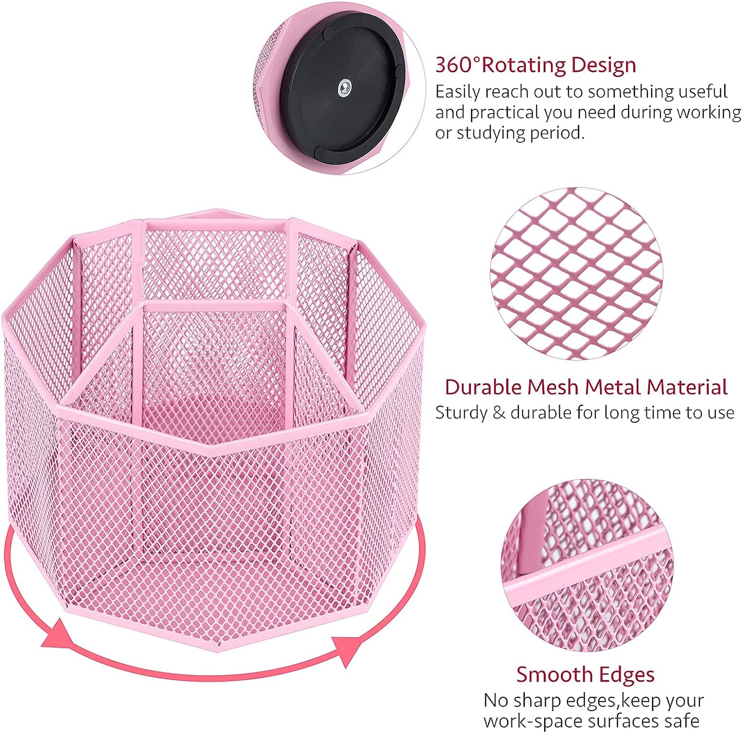 5 Compartments Metal Desk Pen Pencil Organizer