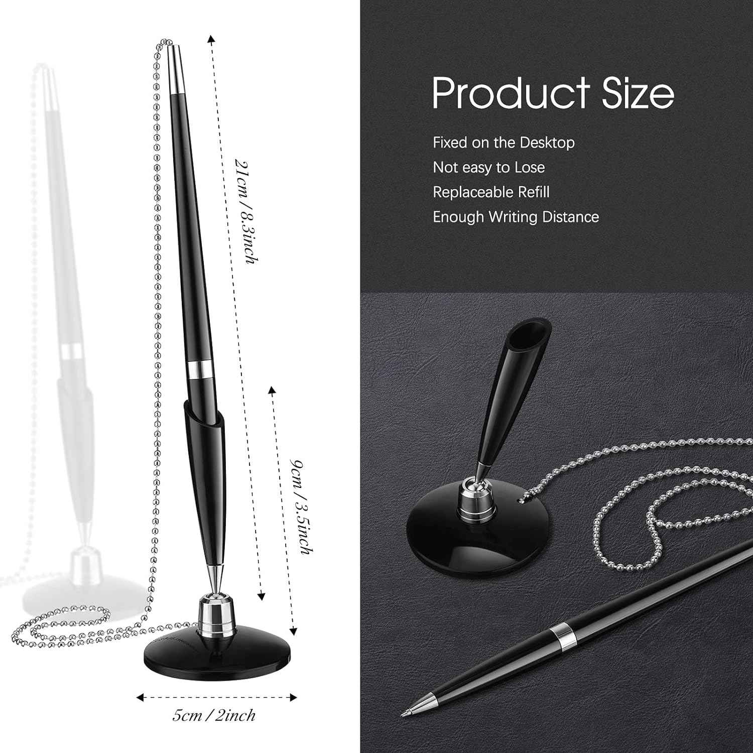 Secure Ballpoint Pen with Adhesive Chain for Reception Counter 6 Pack - TTpen