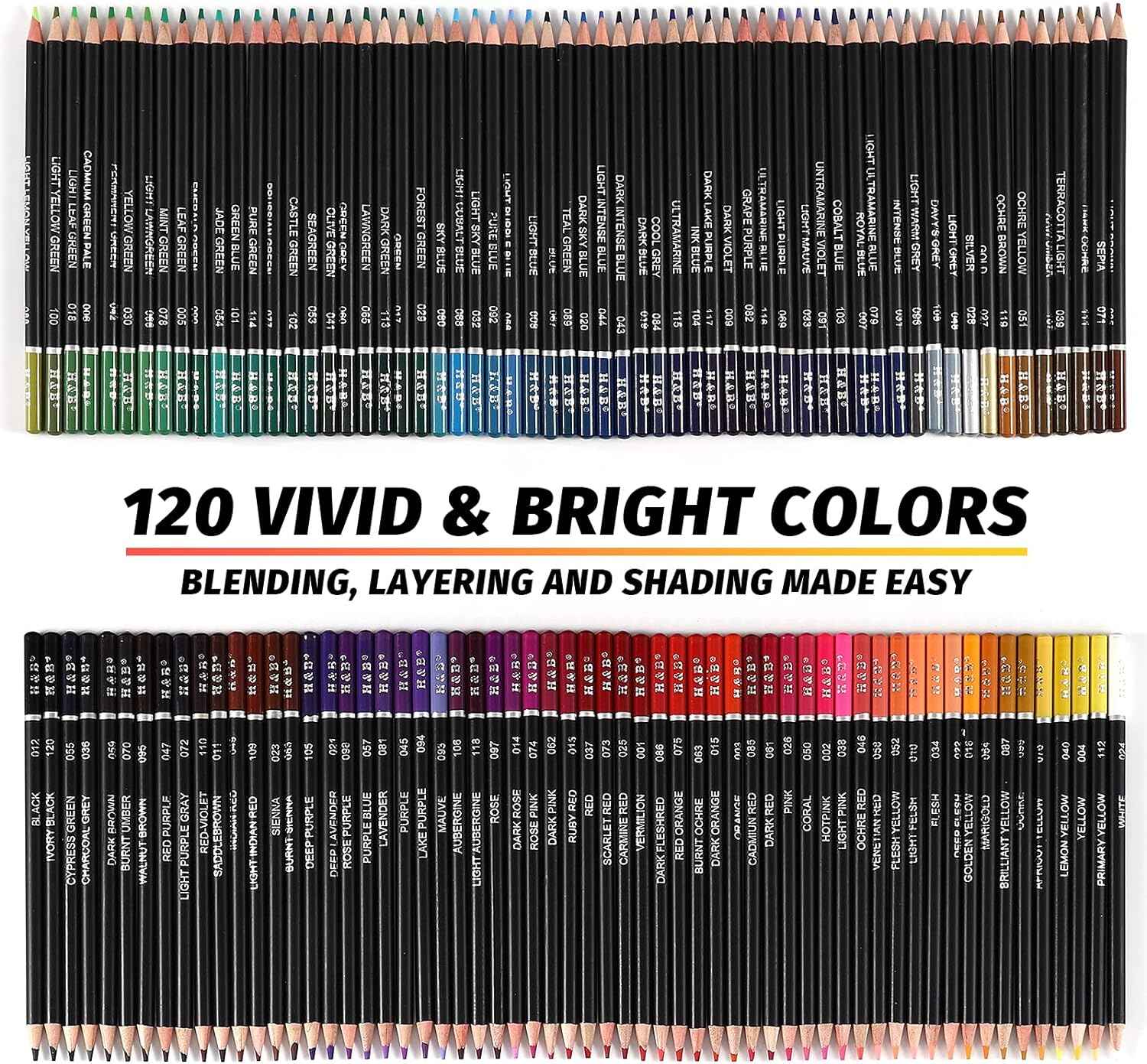 H&B 120 Colored Pencils Kit Oil Based with Zipper Storage Case - TTpen