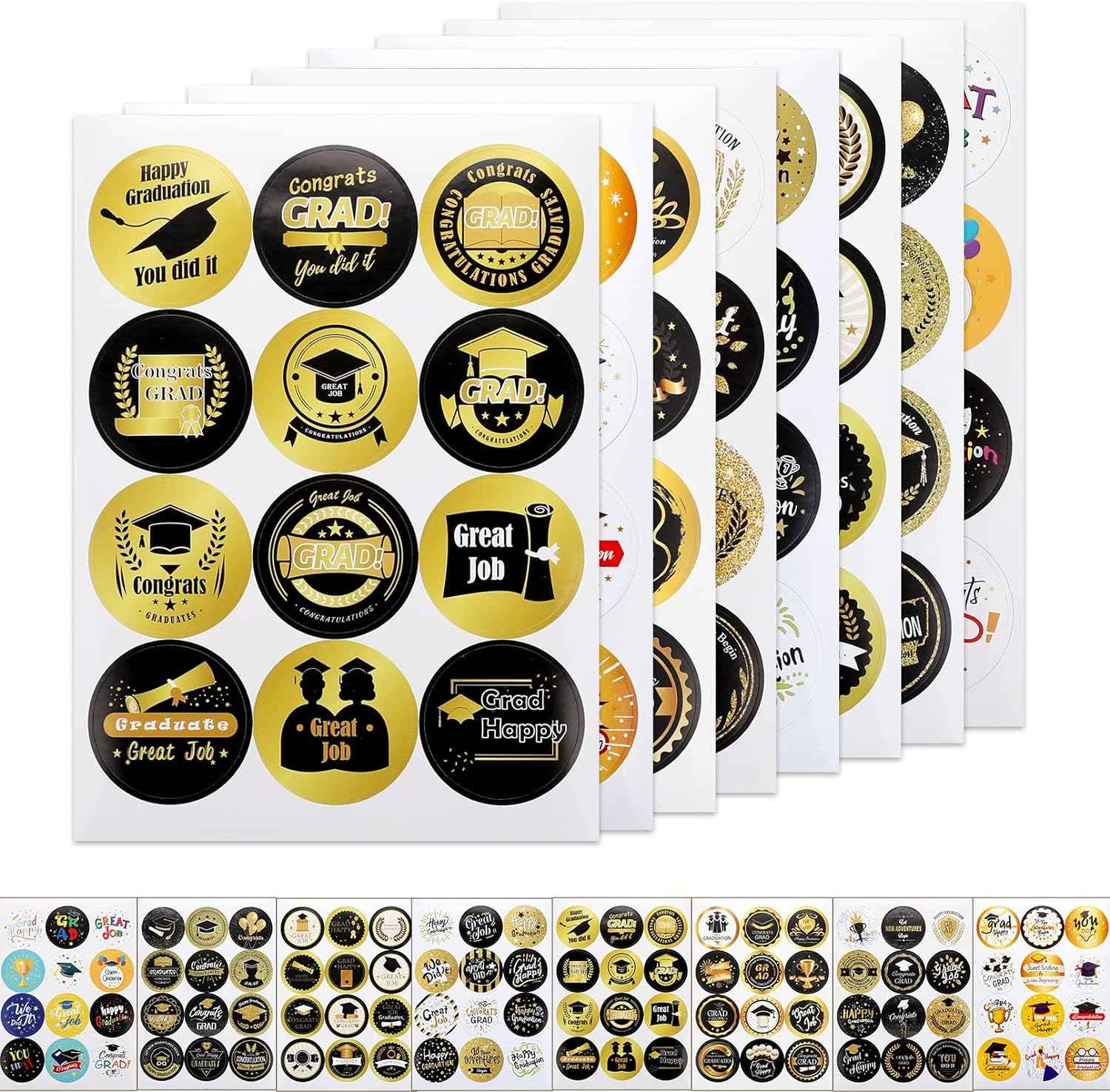 192pcs Congrats Graduation Stickers 1.5 inch Round Labels - TTpen