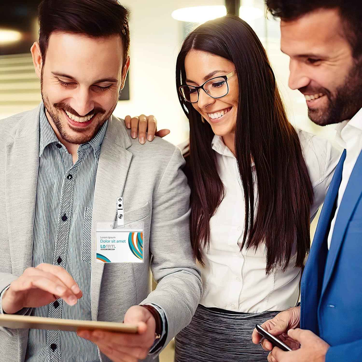 100Pcs Metal Badge Clips with Clear PVC Straps - TTpen