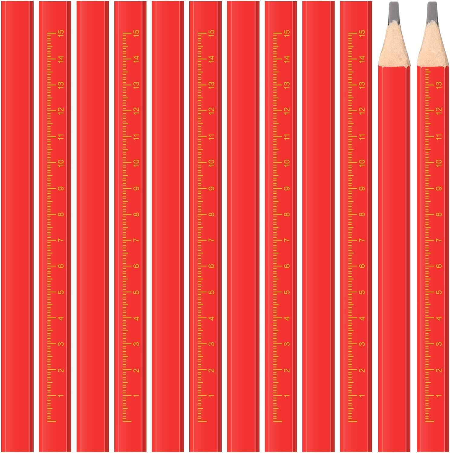 100 Pieces Octagonal Red Hard Black Carpenter Construction Pencils - TTpen