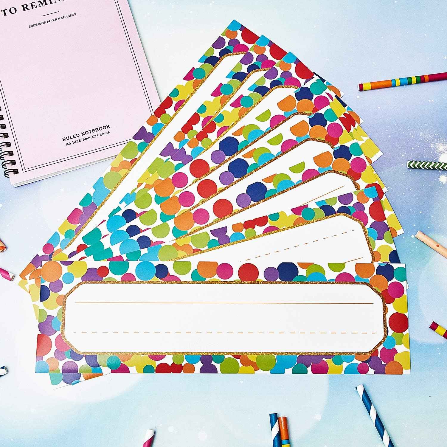 Confetti Name Plates Colorful Dots Desk Self-Adhesive Stickers 48 Pack - TTpen