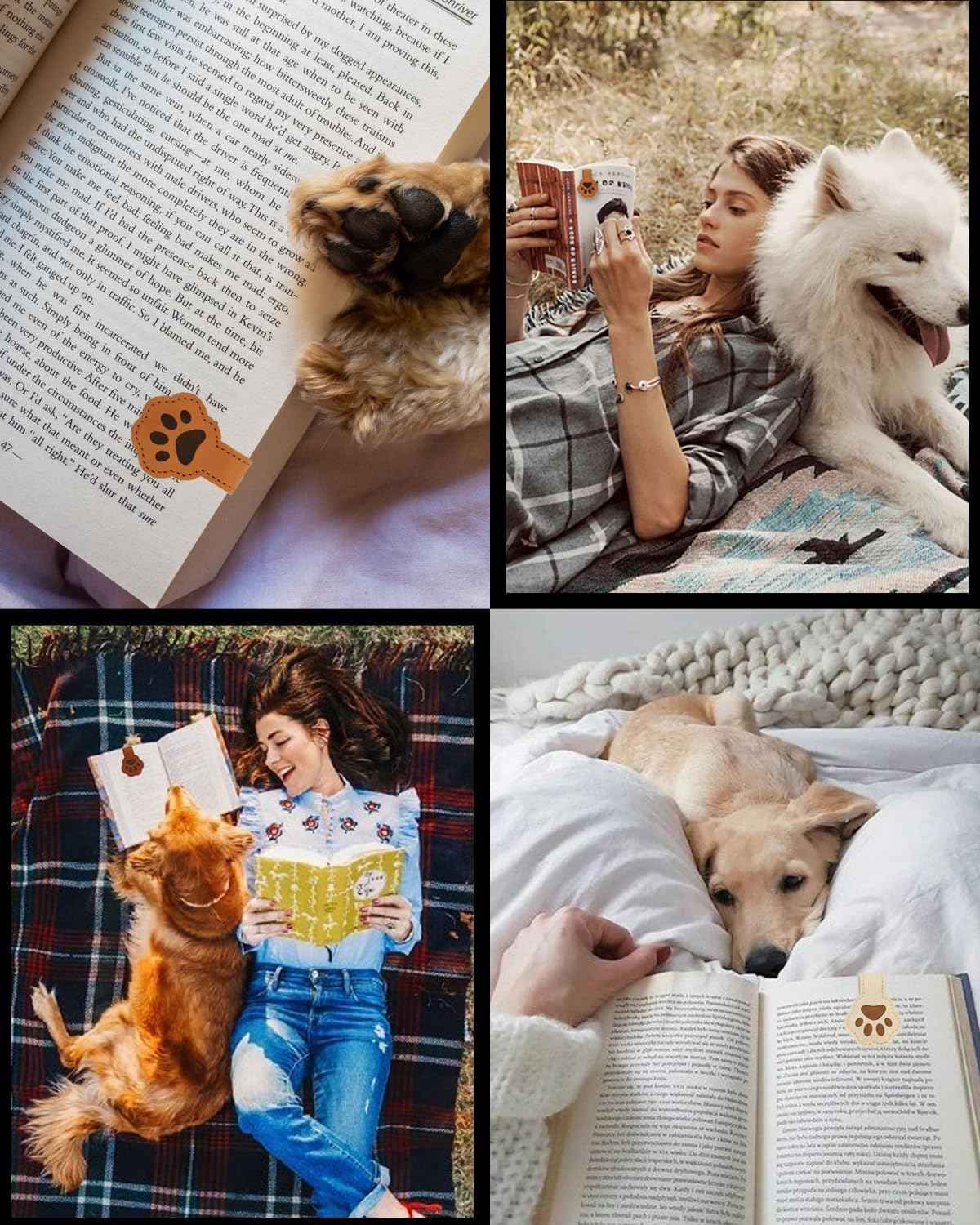 3PCS Paw Shaped Magnetic Leather Bookmarks for Pet Lovers