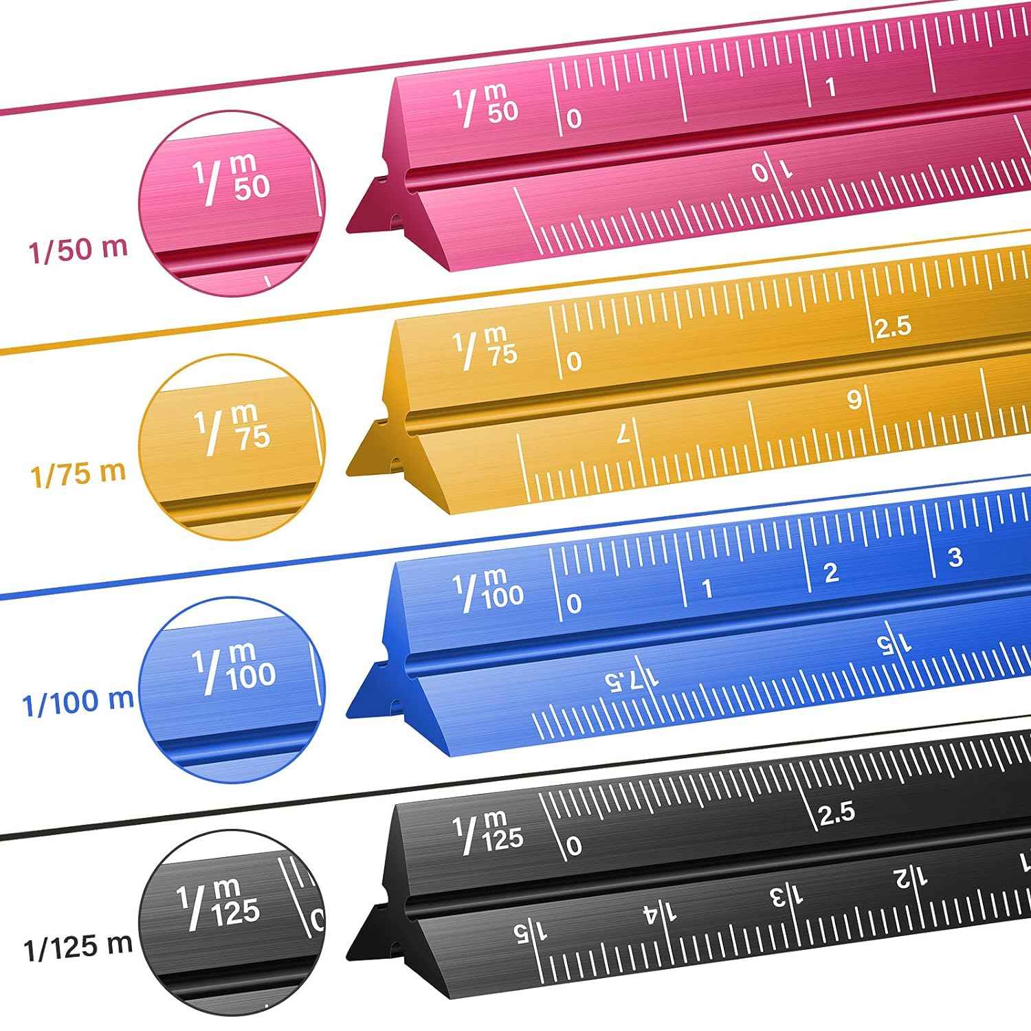 4 Colors Pocket Architectural Scale Rulers 6 Inch - TTpen