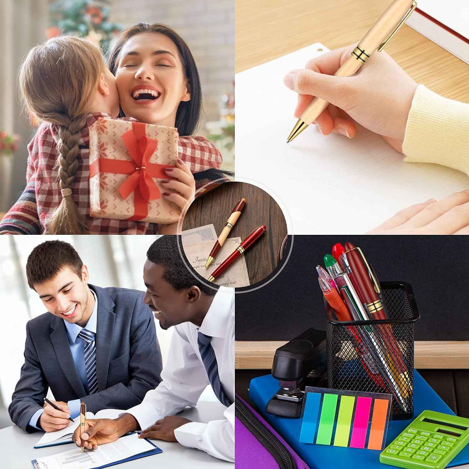 9 Pieces Wooden Ballpoint Pens with Refills Packing Boxes Writing Set - TTpen