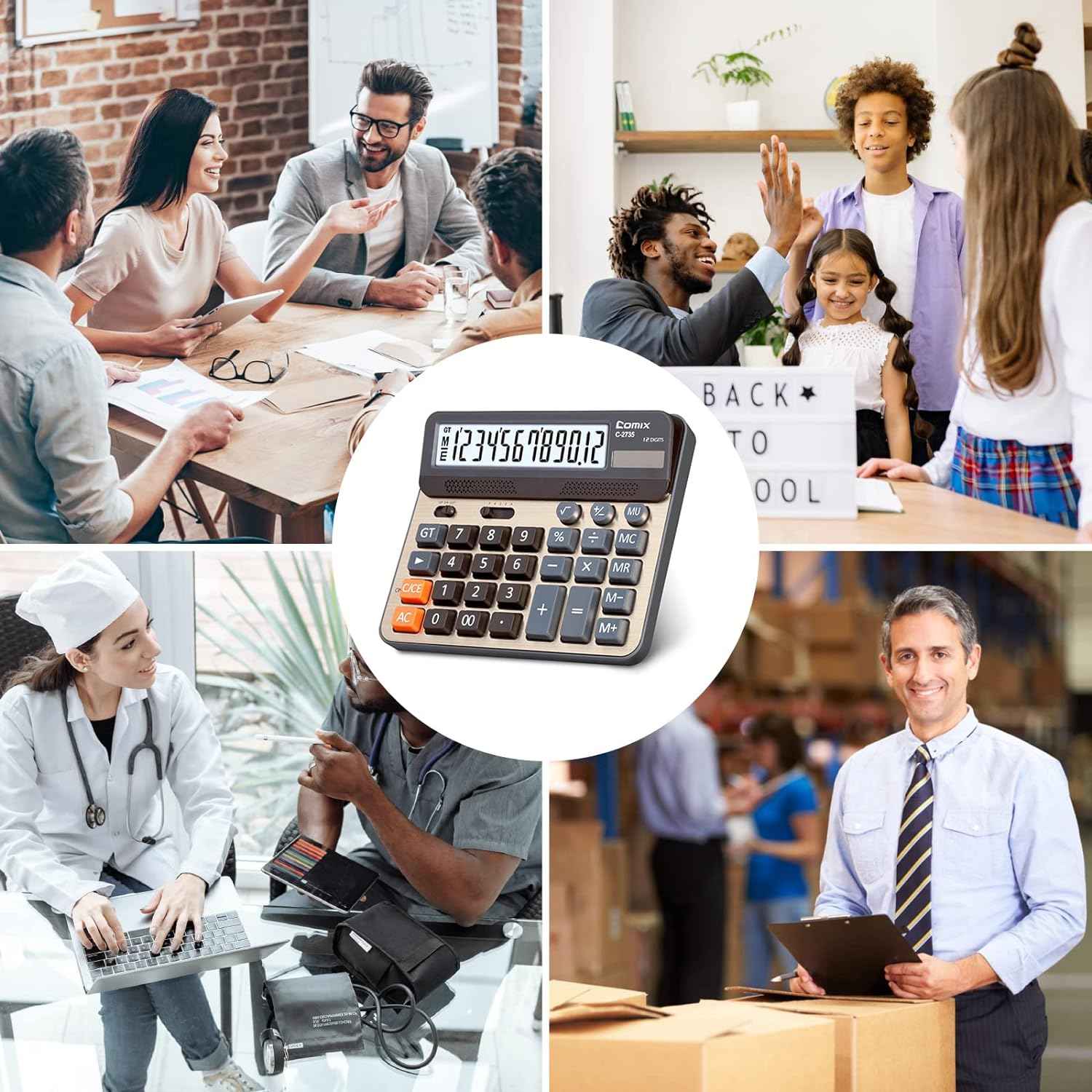 Comix C-2735 Desktop Calculator,Large Computer Keys,12 Digits Display - TTpen