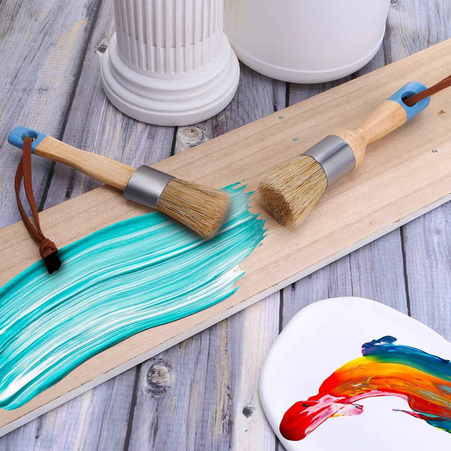 2 Pack Chalk and Wax Paint Brush Tool Flat and Round - TTpen