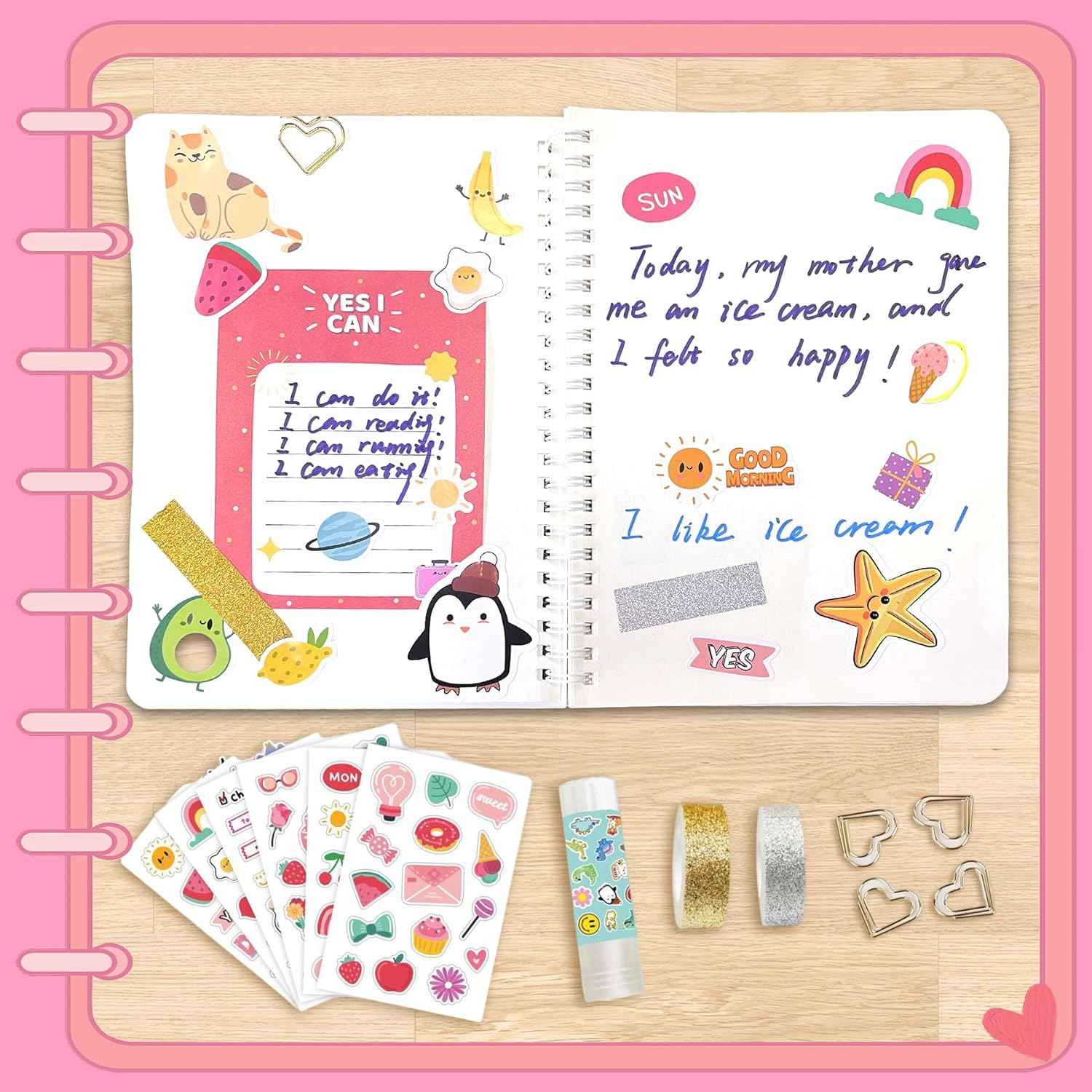 DIY Scrapbook Journal Set for Girls Ages 6-14 Years Old,Pink - TTpen