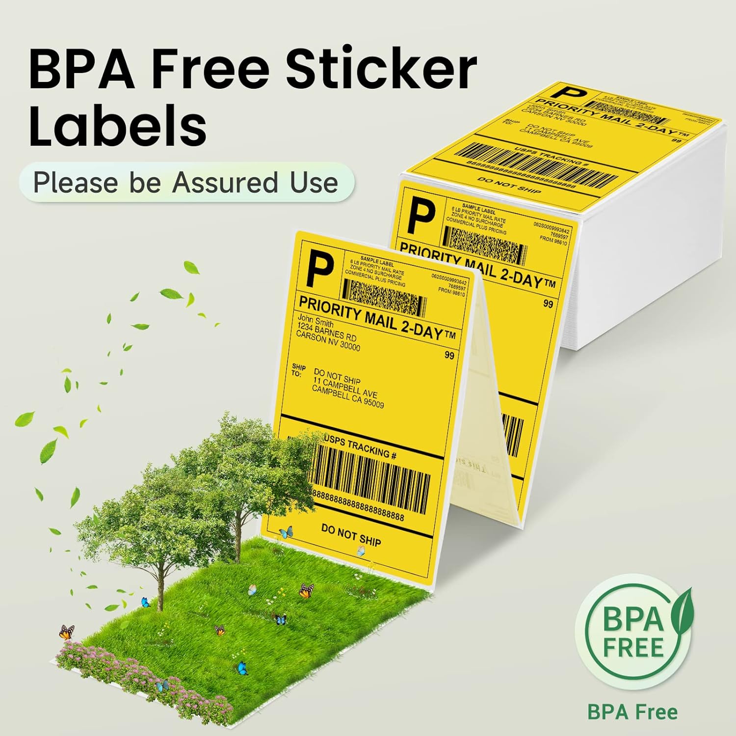 Phomemo 4"x6" Thermal Direct Shipping Label,Fan-Fold 500 Labels Yellow