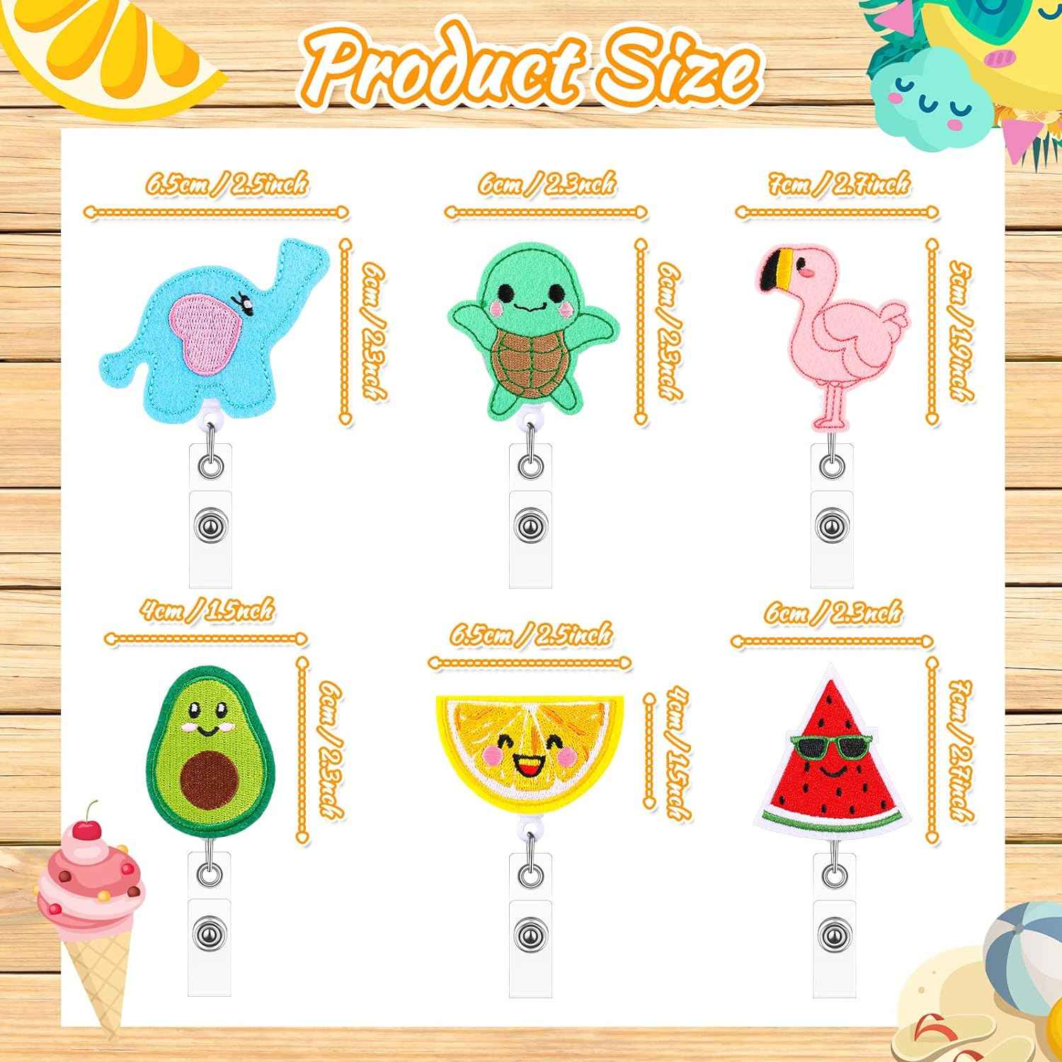 6Pcs Felt Badge Reel Holder for Nurse Doctor Teacher(Fruit and Animal) - TTpen