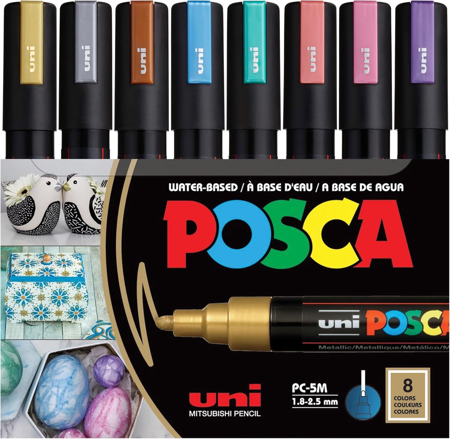 Uni Posca Paint Marker PC-5M - Medium Point - 8 Metallic Colors