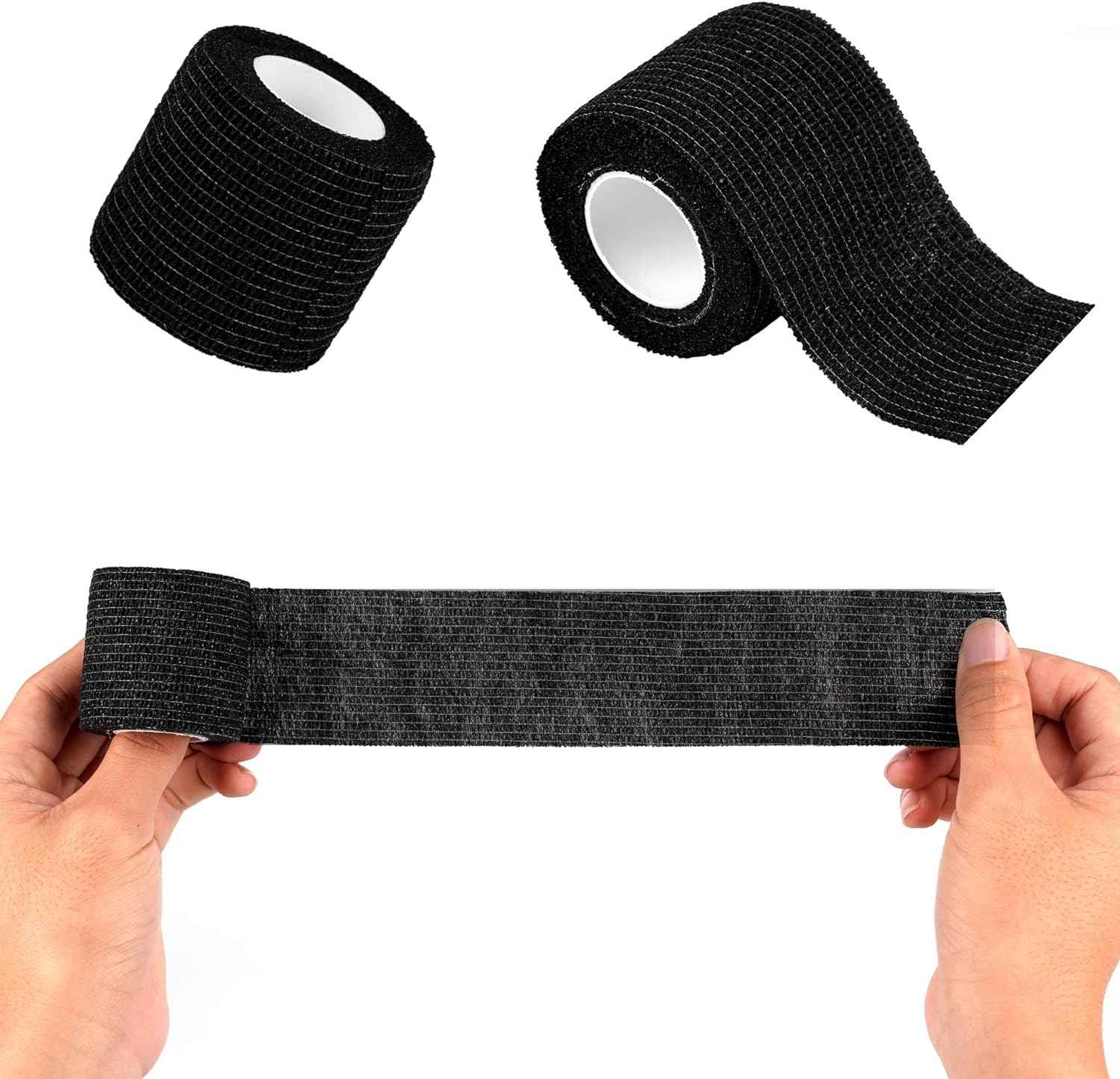 12 Pack Self Adherent Cohesive Wrap Bandages,2 Inches X 5 Yards,Black - TTpen