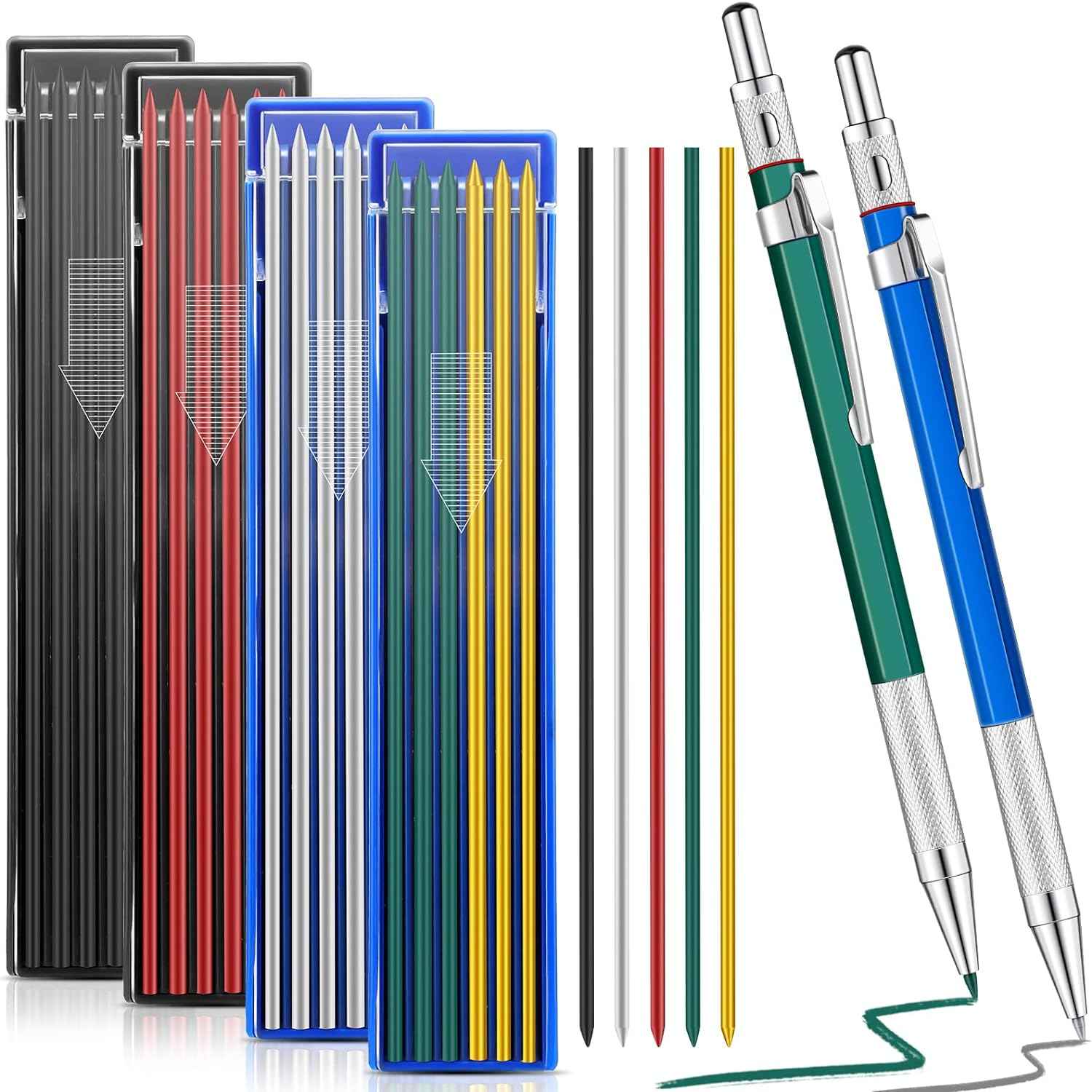 2Pcs Welders Mechanical Pencils with 48PCS Round Refills - TTpen