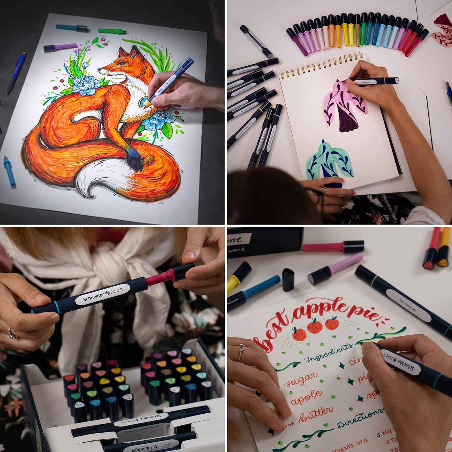 Schneider Twin Marker Paint-It 040 Brush & Round Tip 10 Colors(27 Pieces)