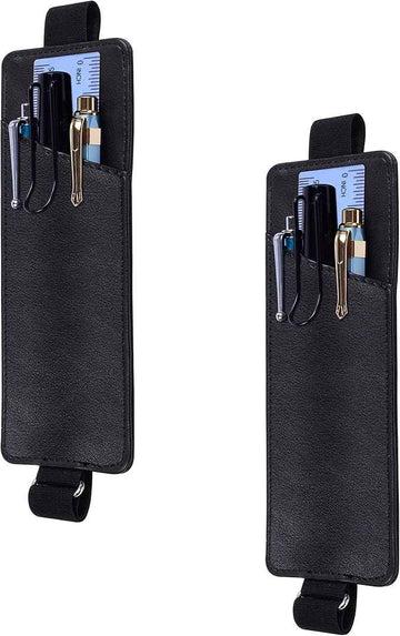 Adjustable PU Leather Elastic Band Pen Holder,2 Pack