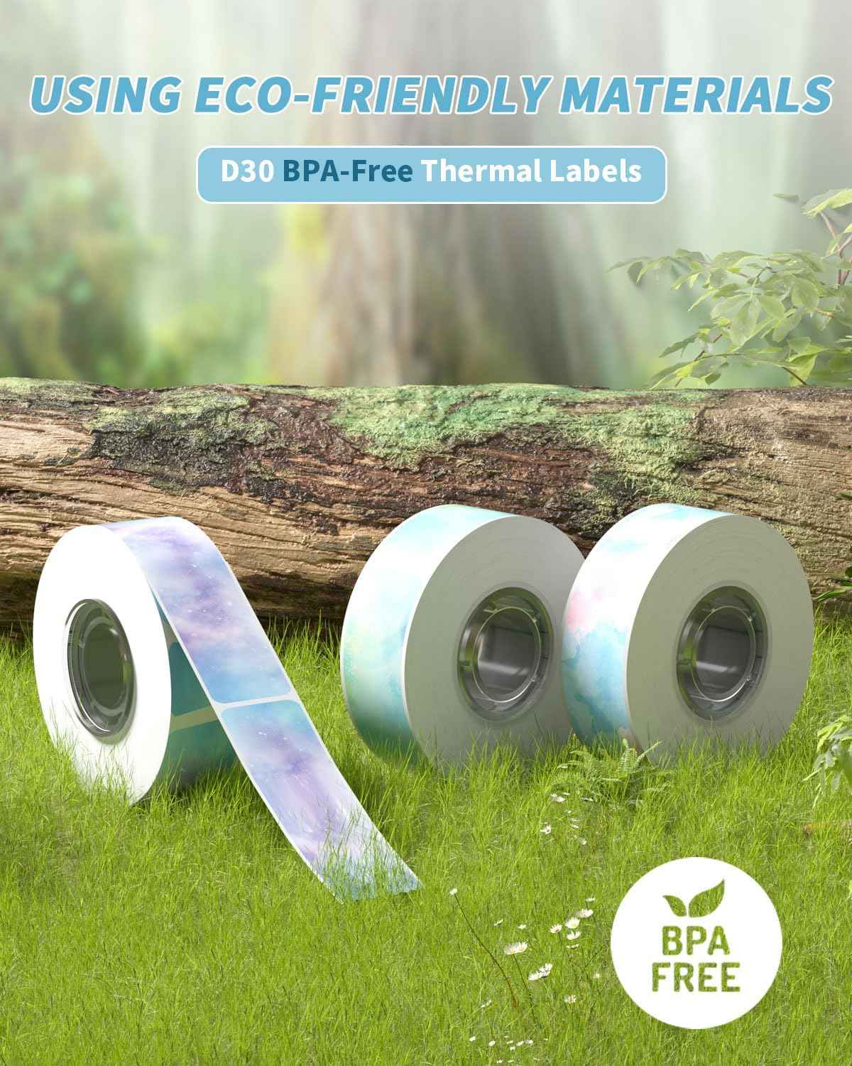 Phomemo D30 Adhesive Galaxy Label Paper (12mm X 40mm) White,3 Roll - TTpen