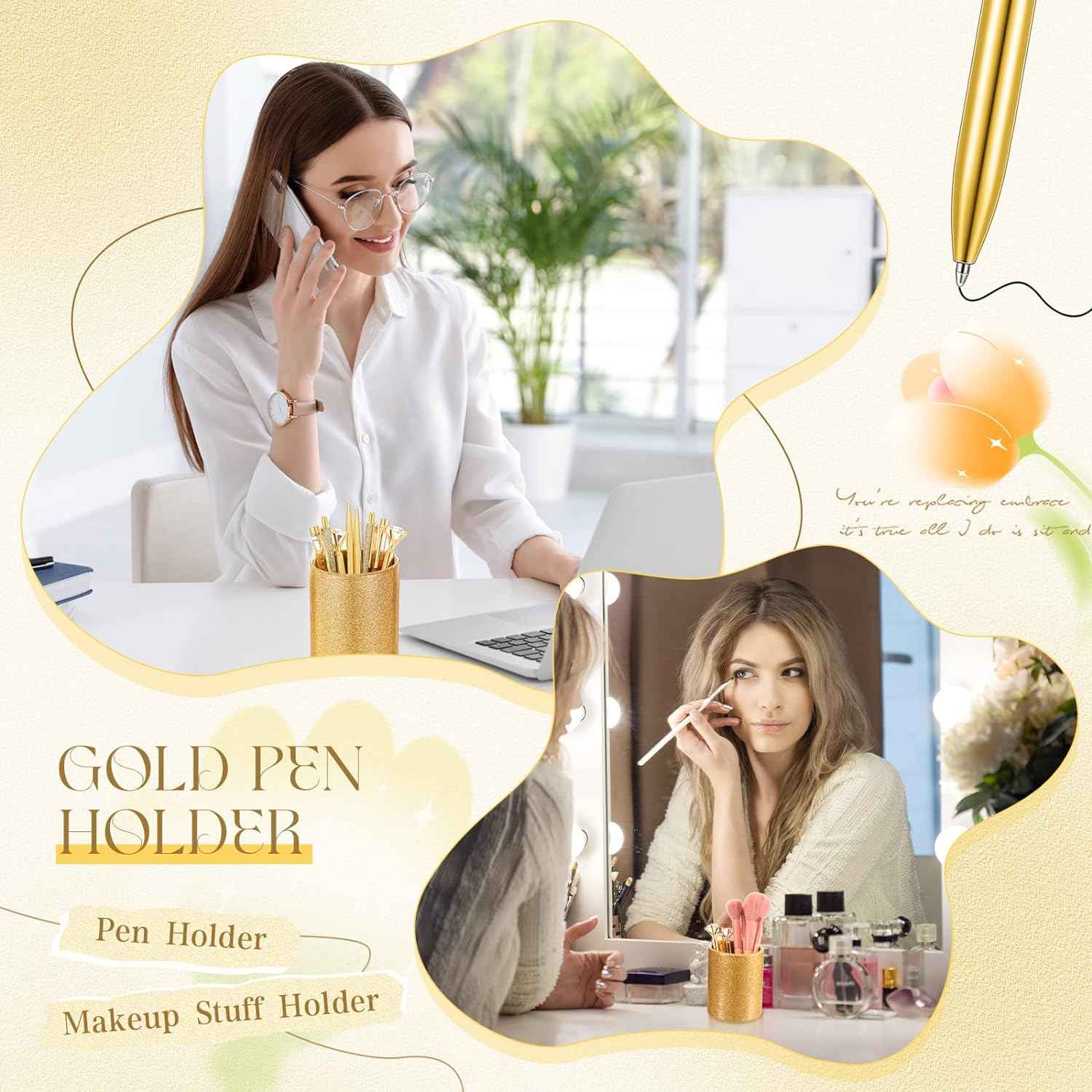 8Pcs Crystal Glitter Ballpoint Pens with Pen Holder for Desk Organizer - TTpen