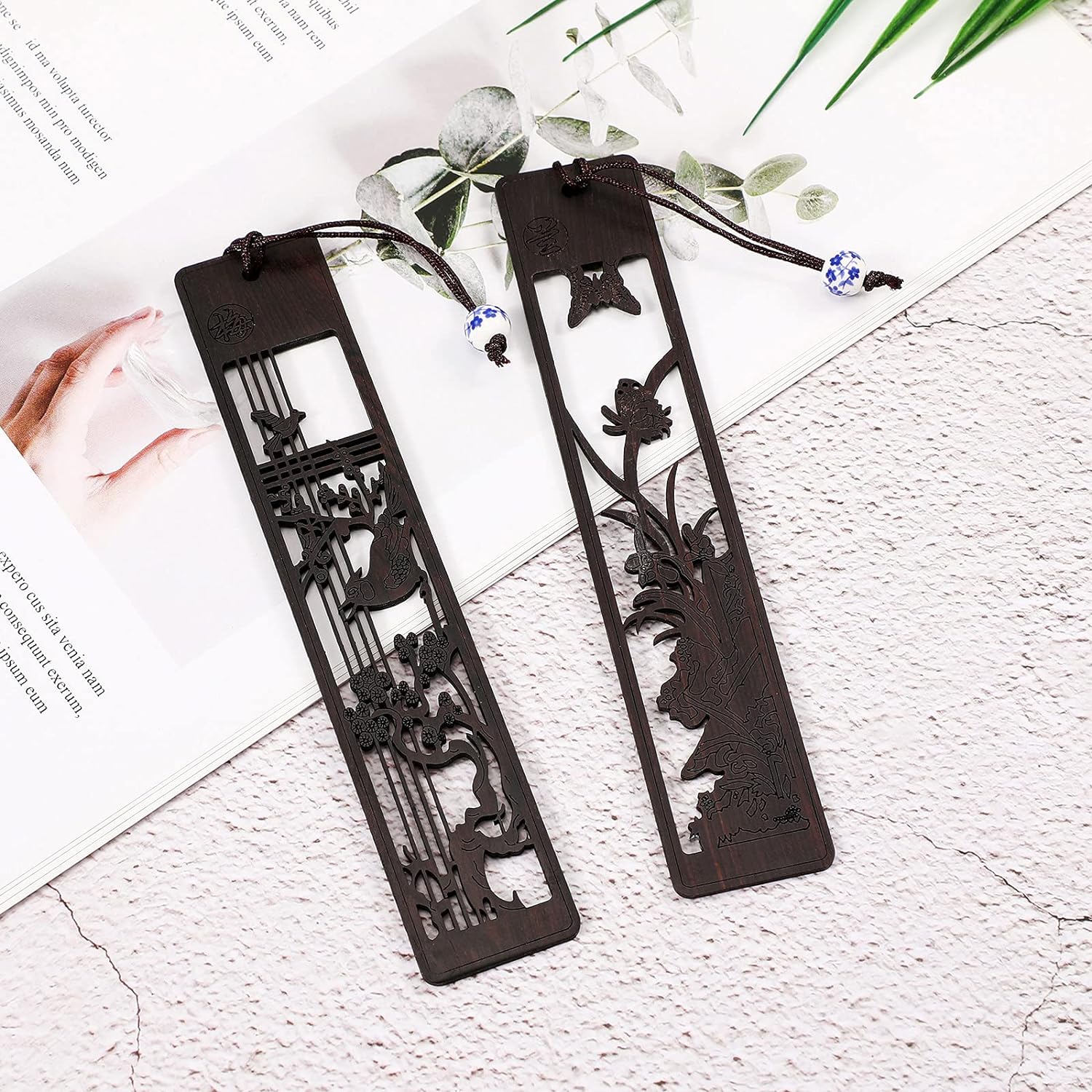 Wood Bookmark Gift Box Hollow Style 4 Pack