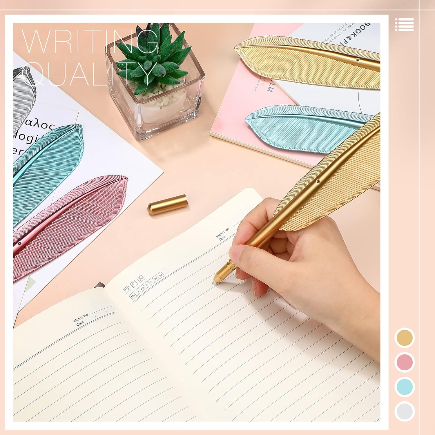 8pcs Artificial Feather Ballpoint Ink Pens