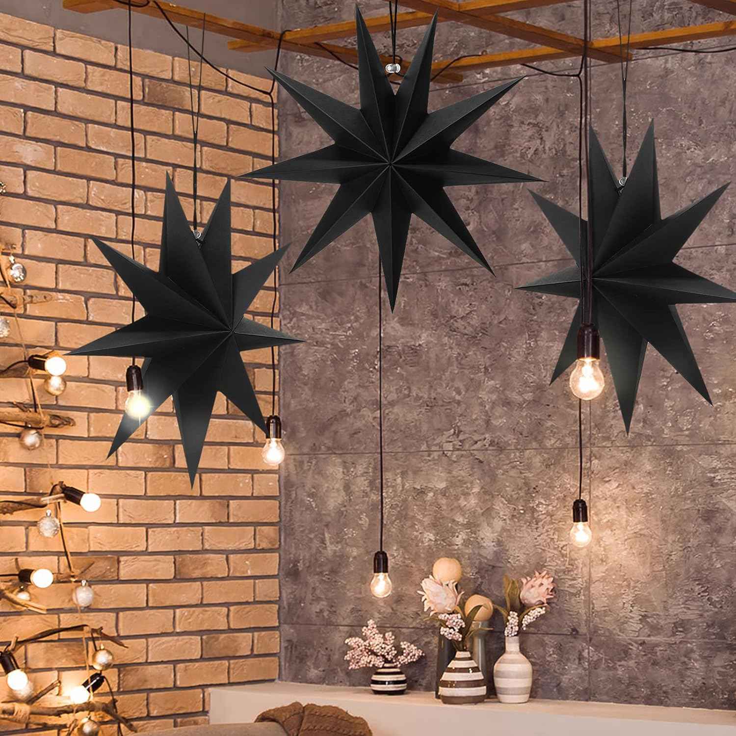 3Pcs Paper Star Lanterns 12 Inch Hanging Decor - TTpen