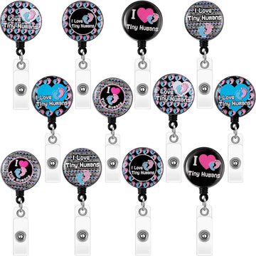 12Pcs I Love Tiny Humans Retractable Badge Holder for Pediatric Nurses - TTpen