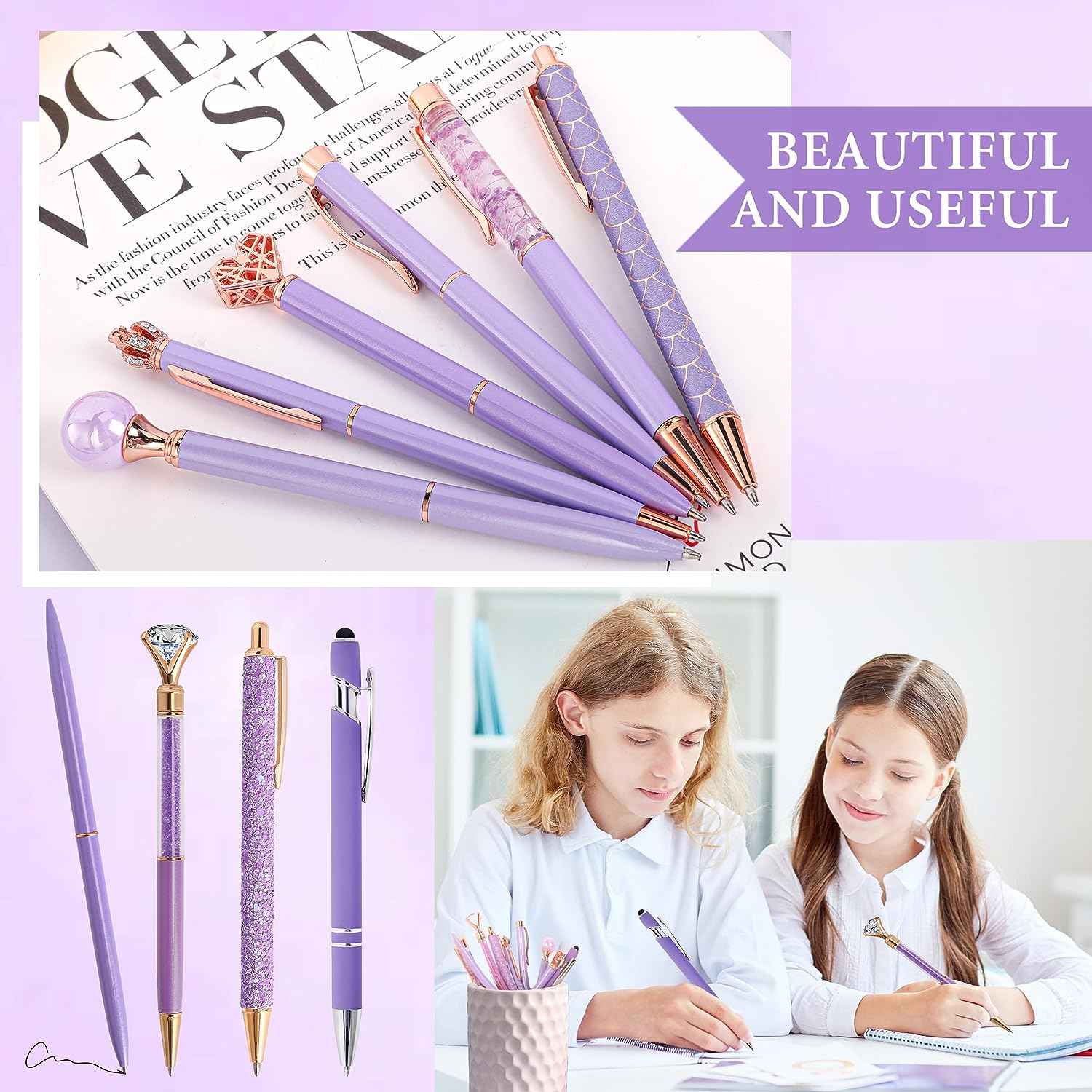 10Pcs Ballpoint Pens Set Party Favors for Kids Purple Pink Pens Gifts - TTpen