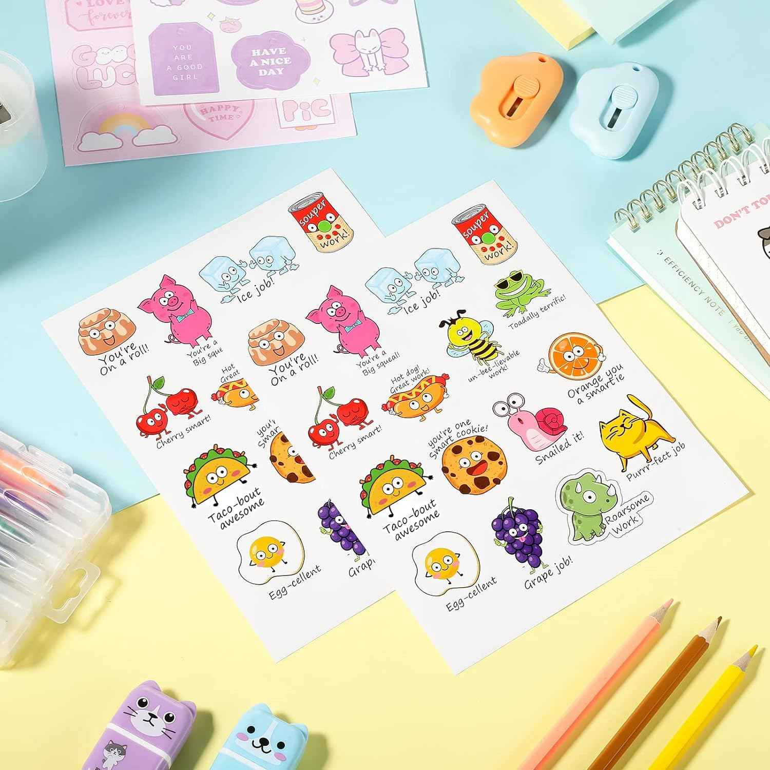 400 Pieces Punny Rewards Stickers for Kids Teacher School Classroom - TTpen